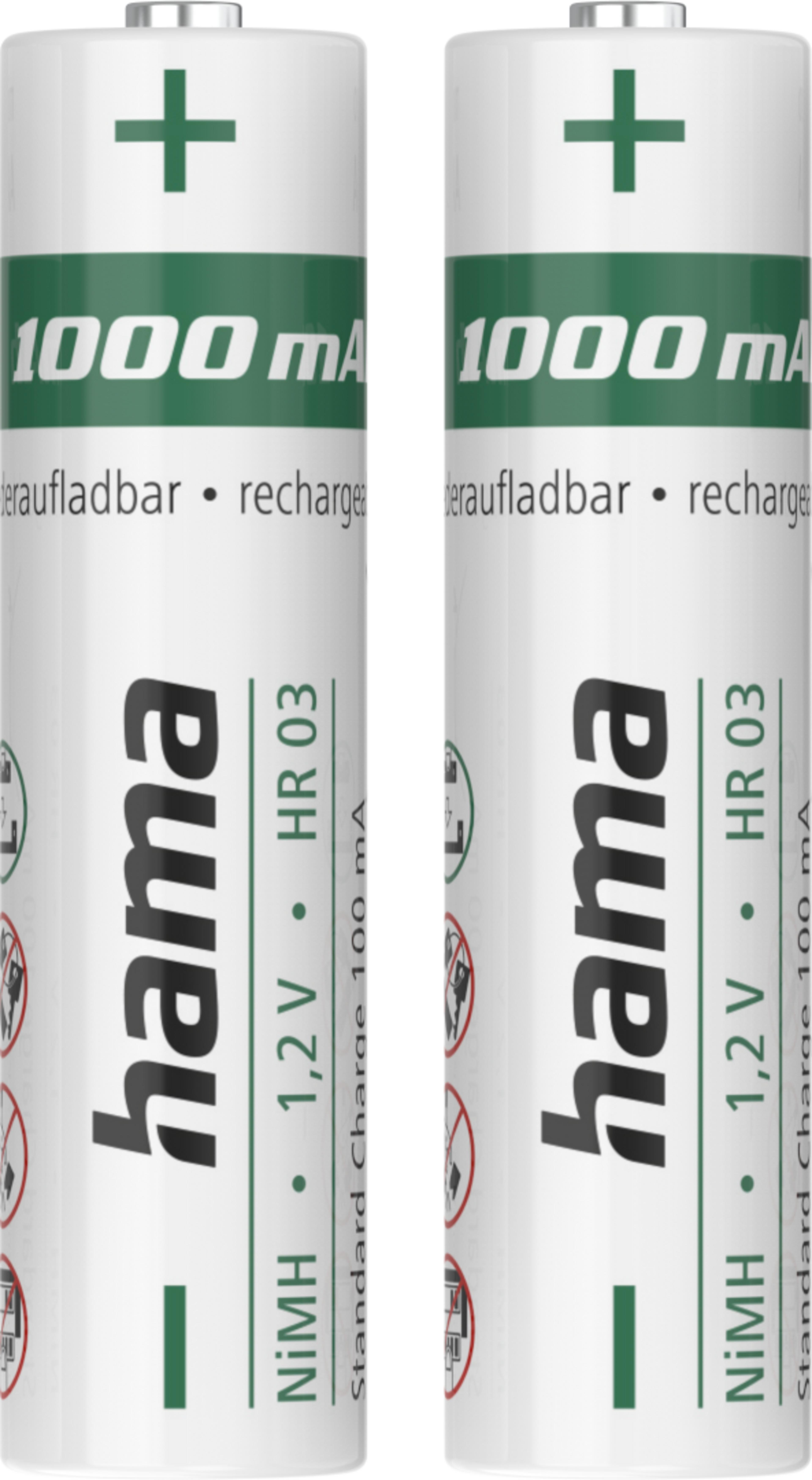 Batterie NiMH Hama AAA 1 000 mAh, x2