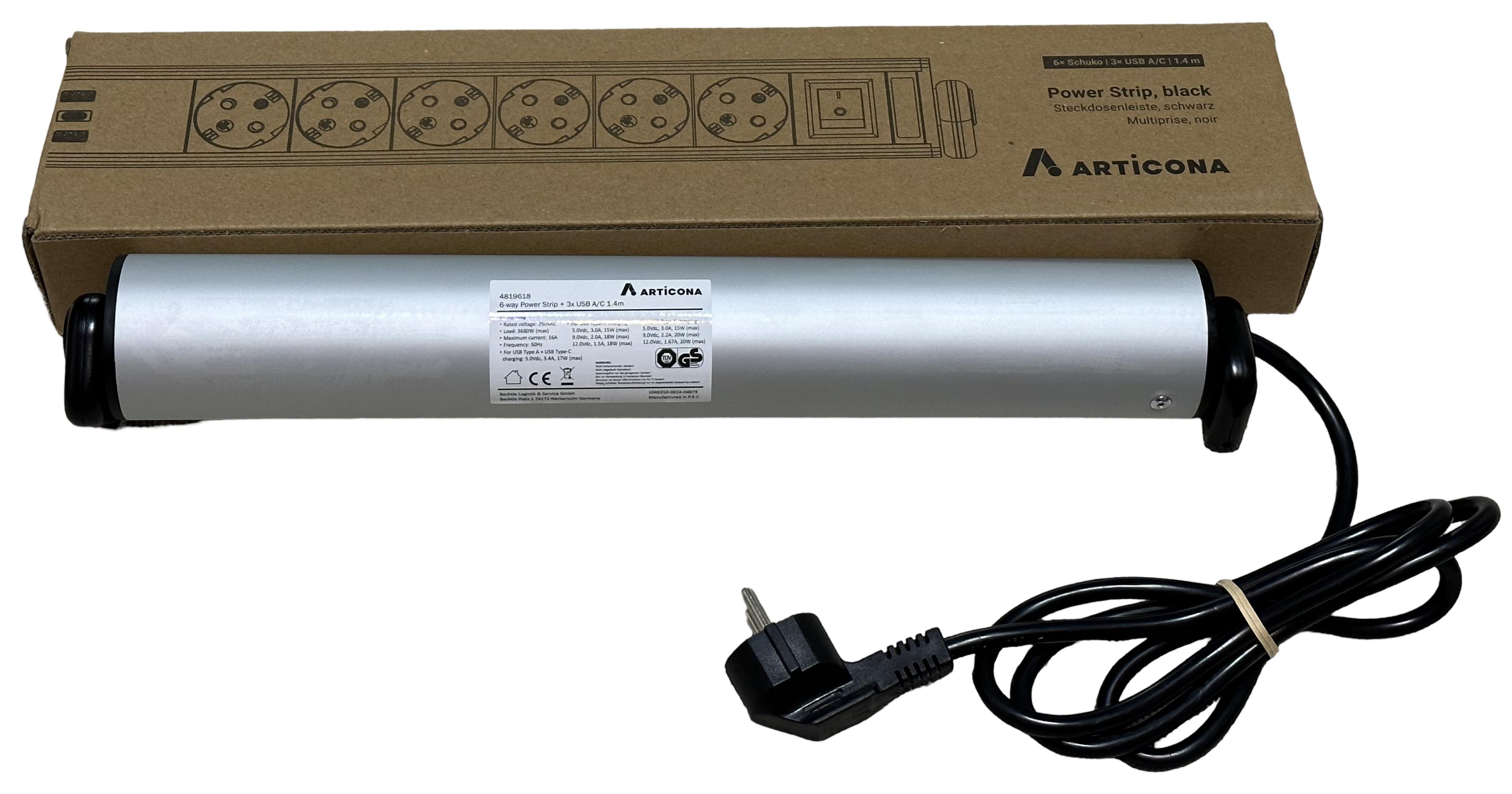 Steckdosenleiste 6fach + 3x USB A/C 1,4m