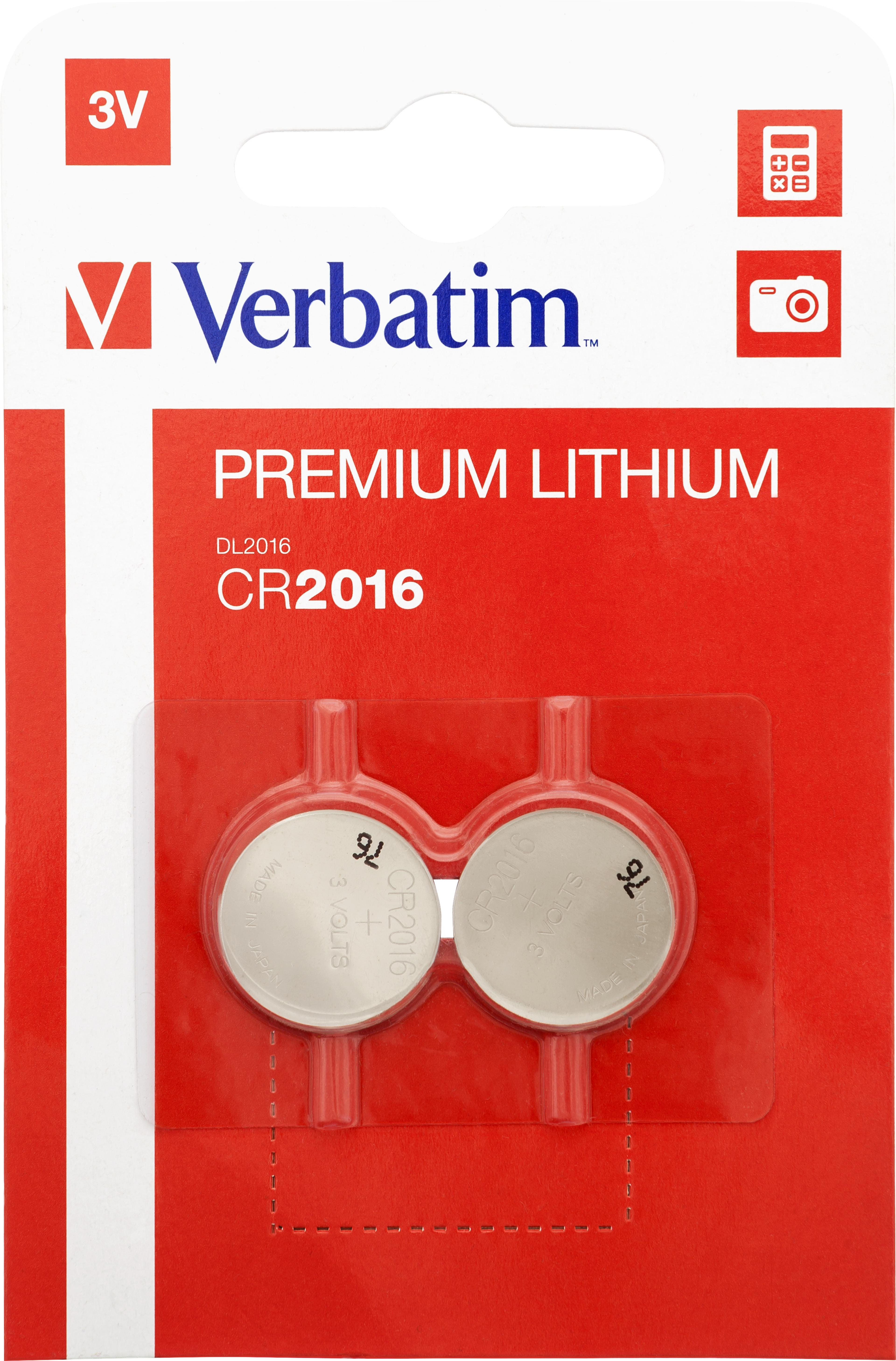 Verbatim CR2016 Lithium Battery 2-pack