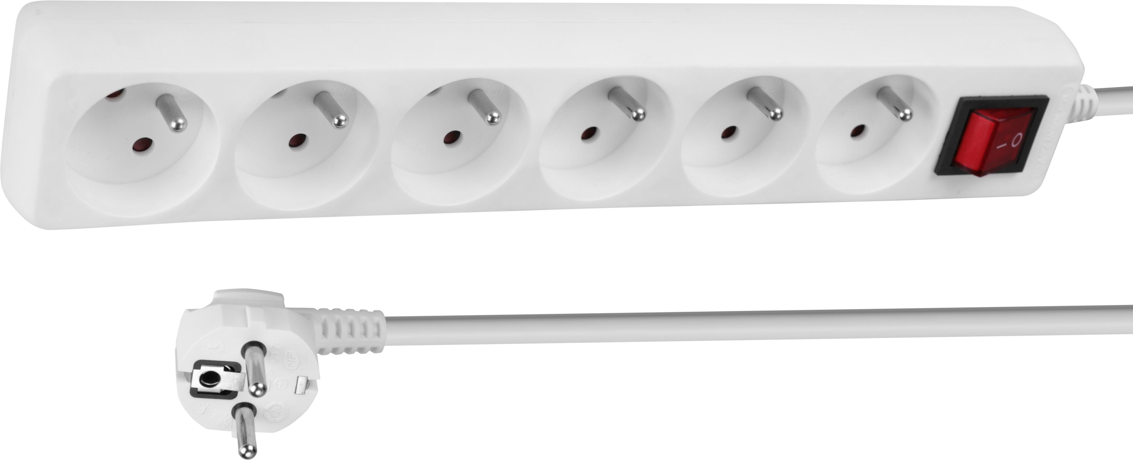 Multiprise 6x, 1,4 m, interrupteur