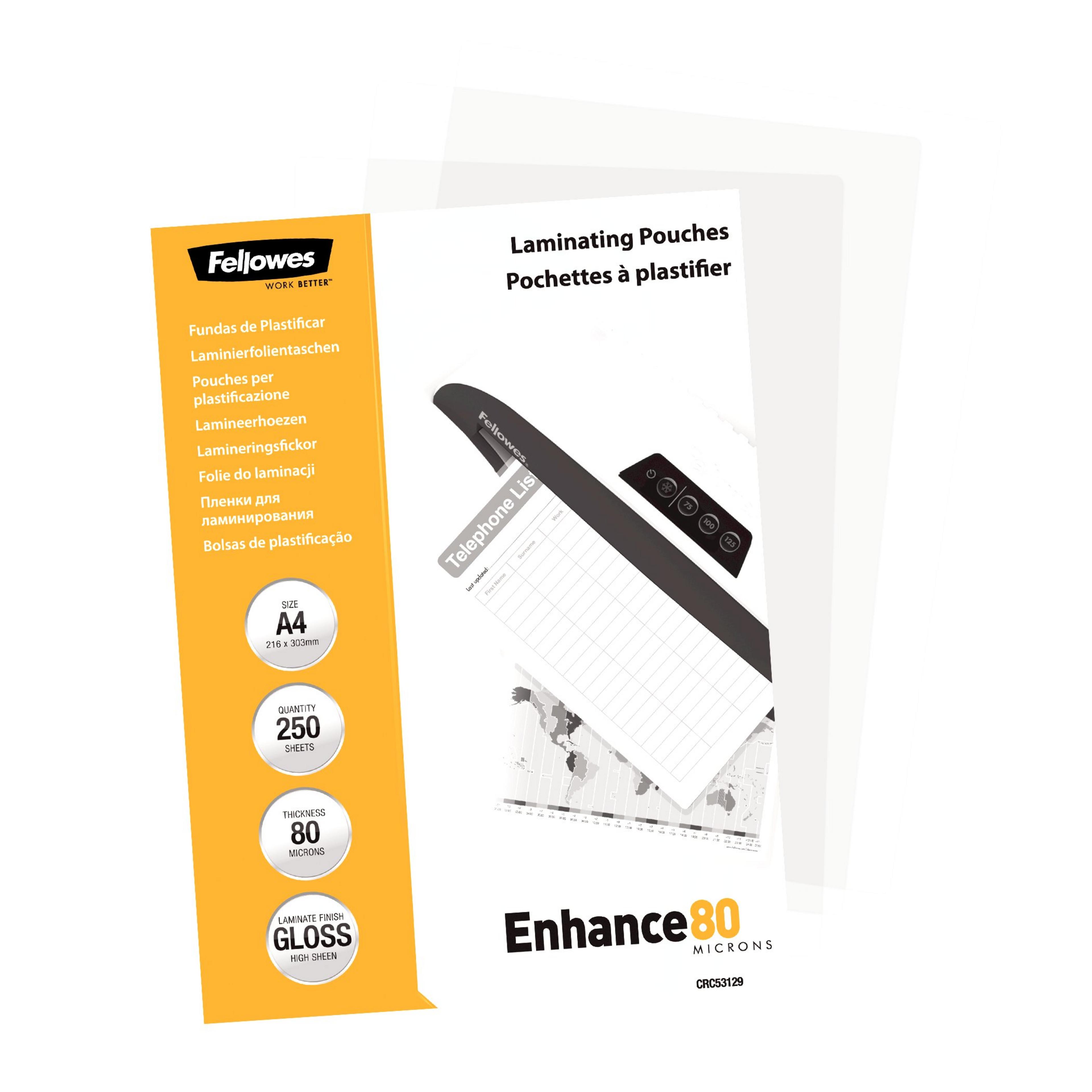 Fellowes A4 80µ Laminating Pouches x250