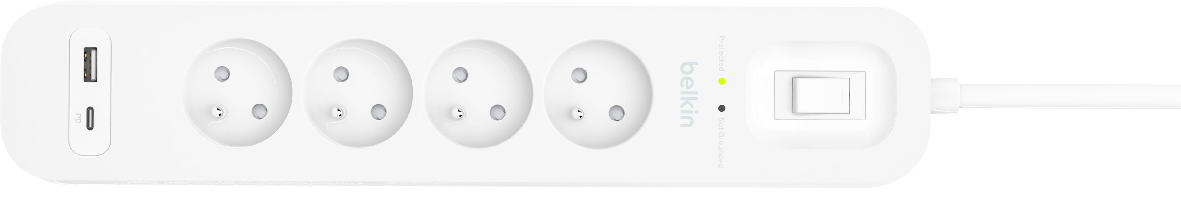 Parasurtenseur x4 + 2 x USB, 2 m