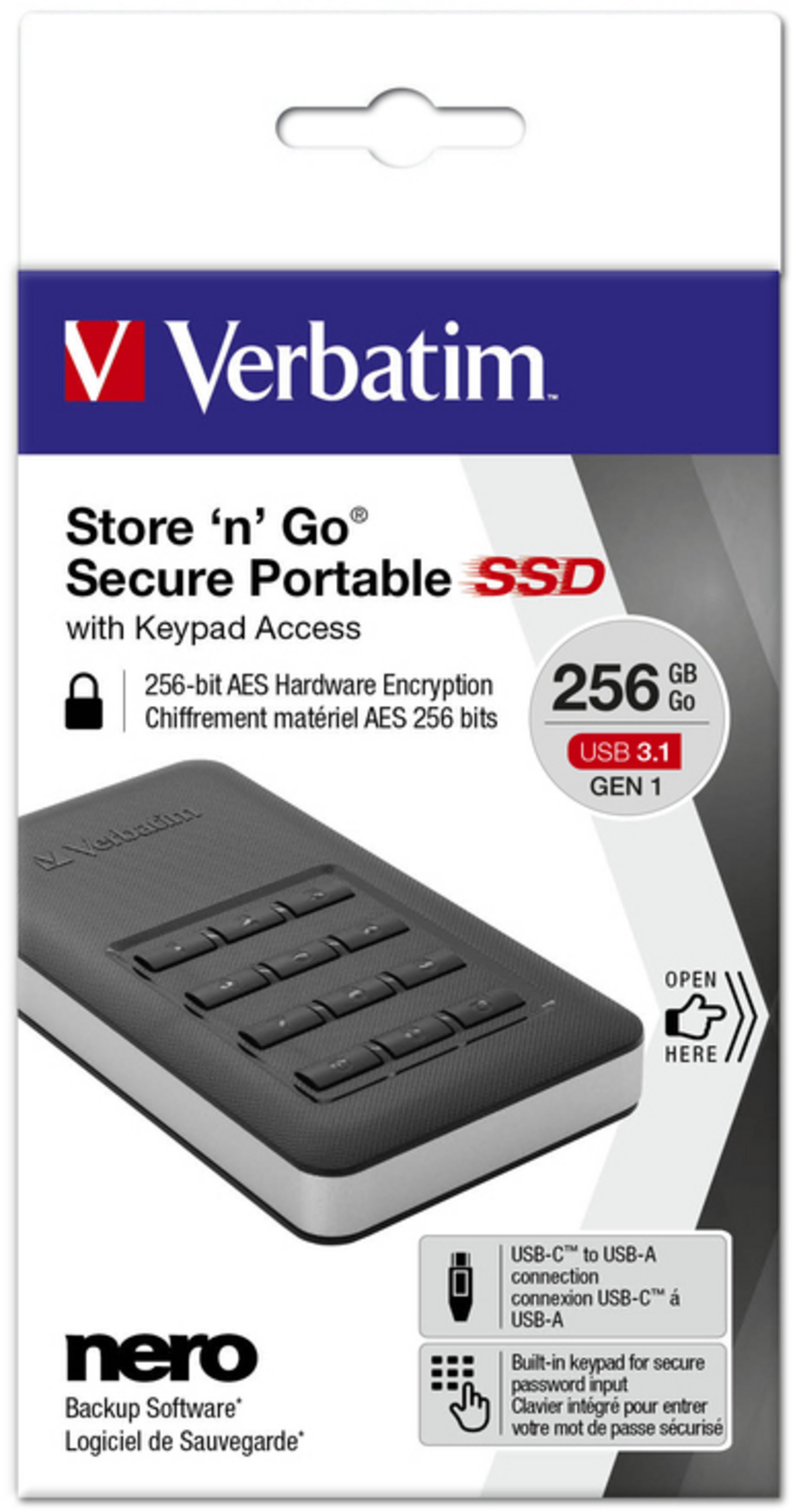 Verbatim Secure USB 3.0 SSD 256GB