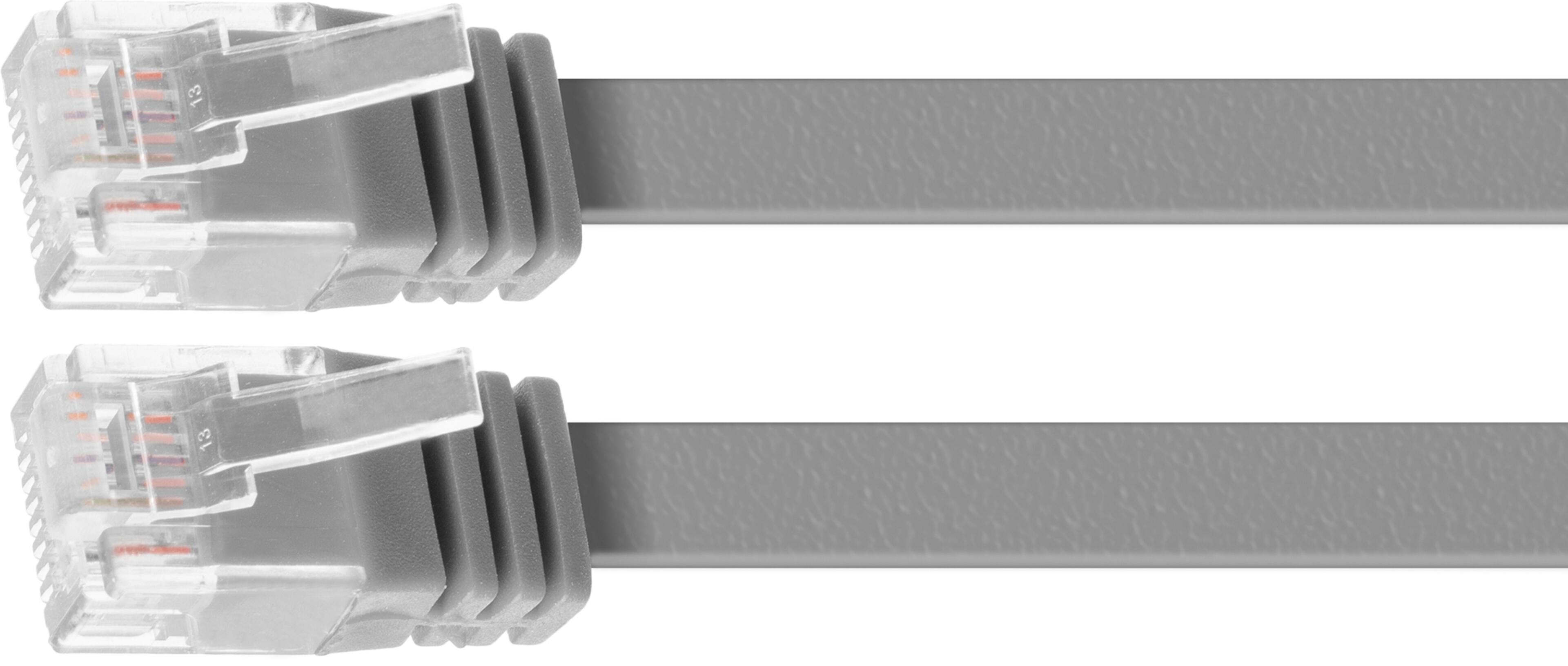 Patch Cable Flat RJ45 U/UTP Cat6 2m Grey