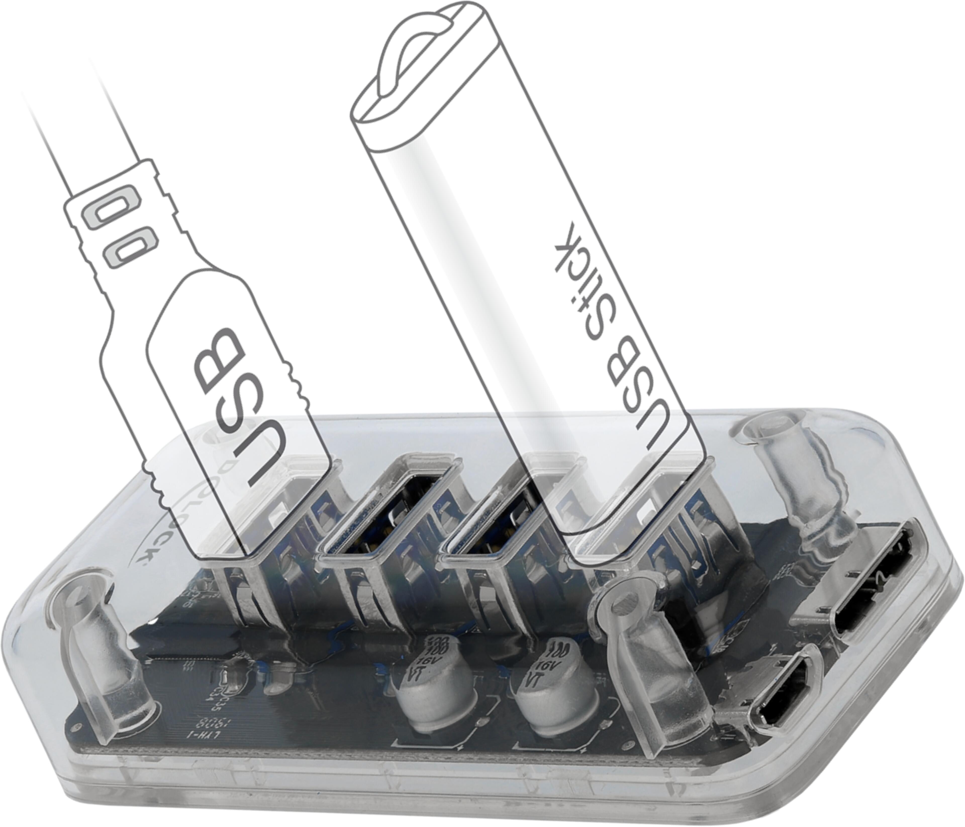 Delock USB Hub 3.0 4-port Transparent