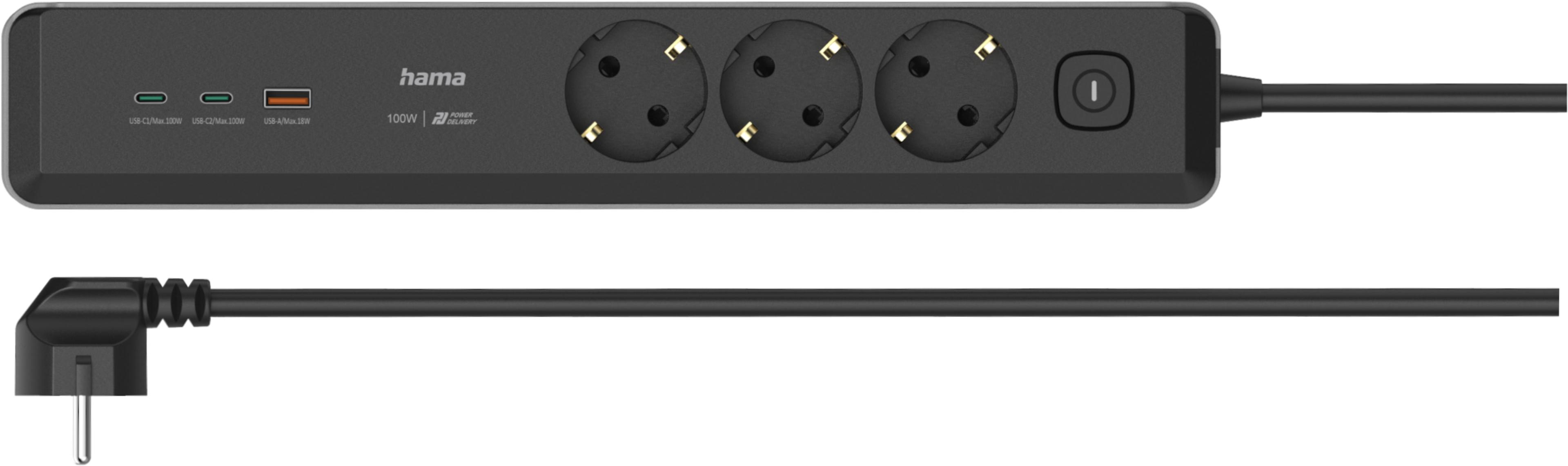 Steckdosenleiste 3fach + 3xUSB 1,4 m