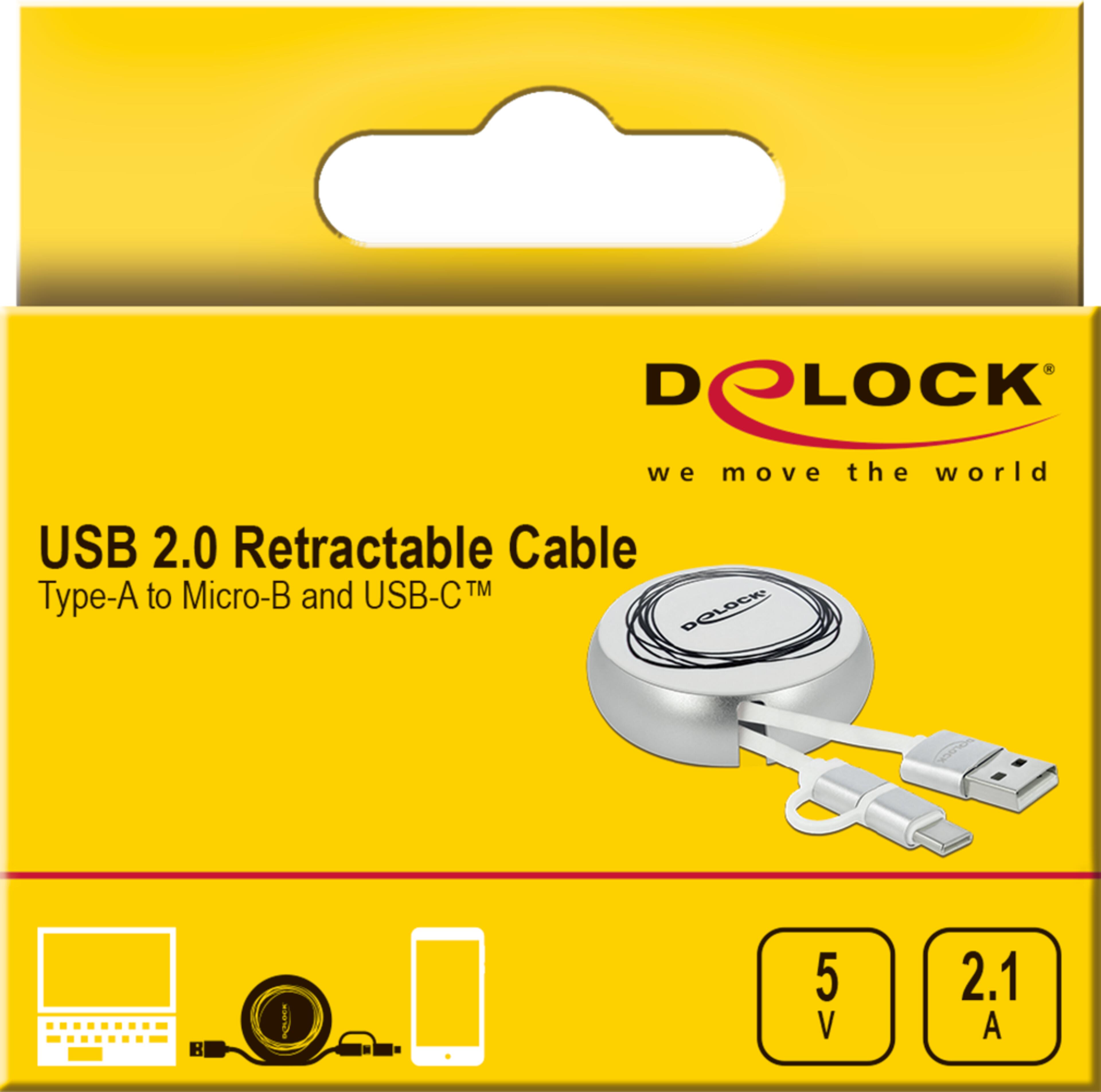 Delock USB-A - Micro-B/C Cable 0.46m
