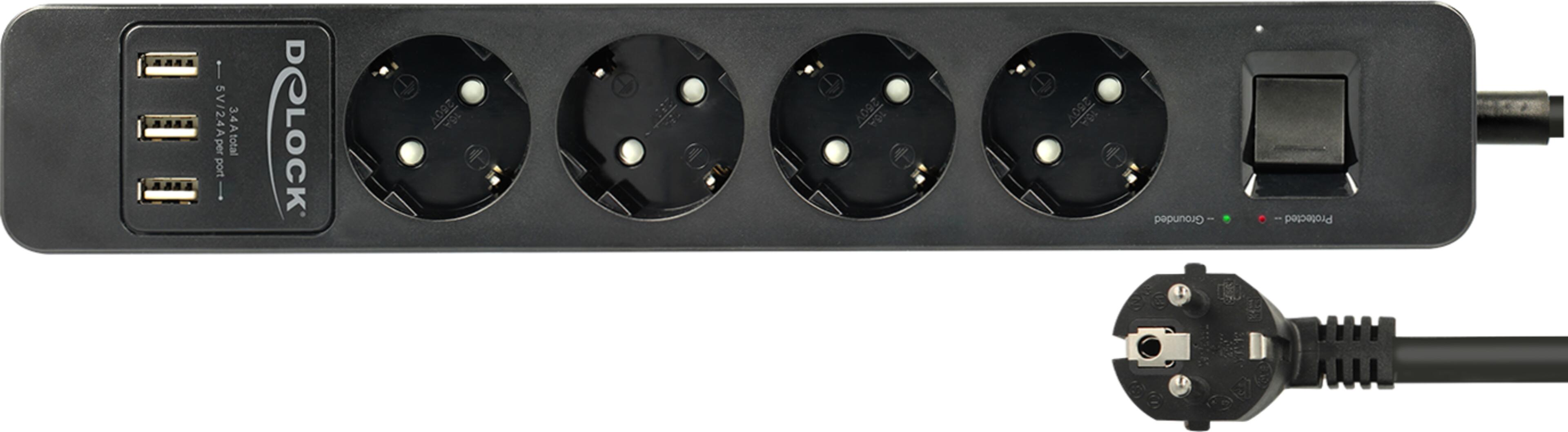 Power Strip 4x Surge Protect +3xUSB 1.5m