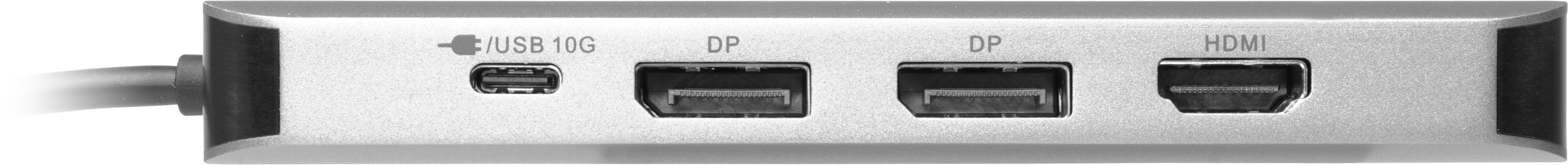 Többportos USB-C hub 2xDP/HDMI/USB/RJ45
