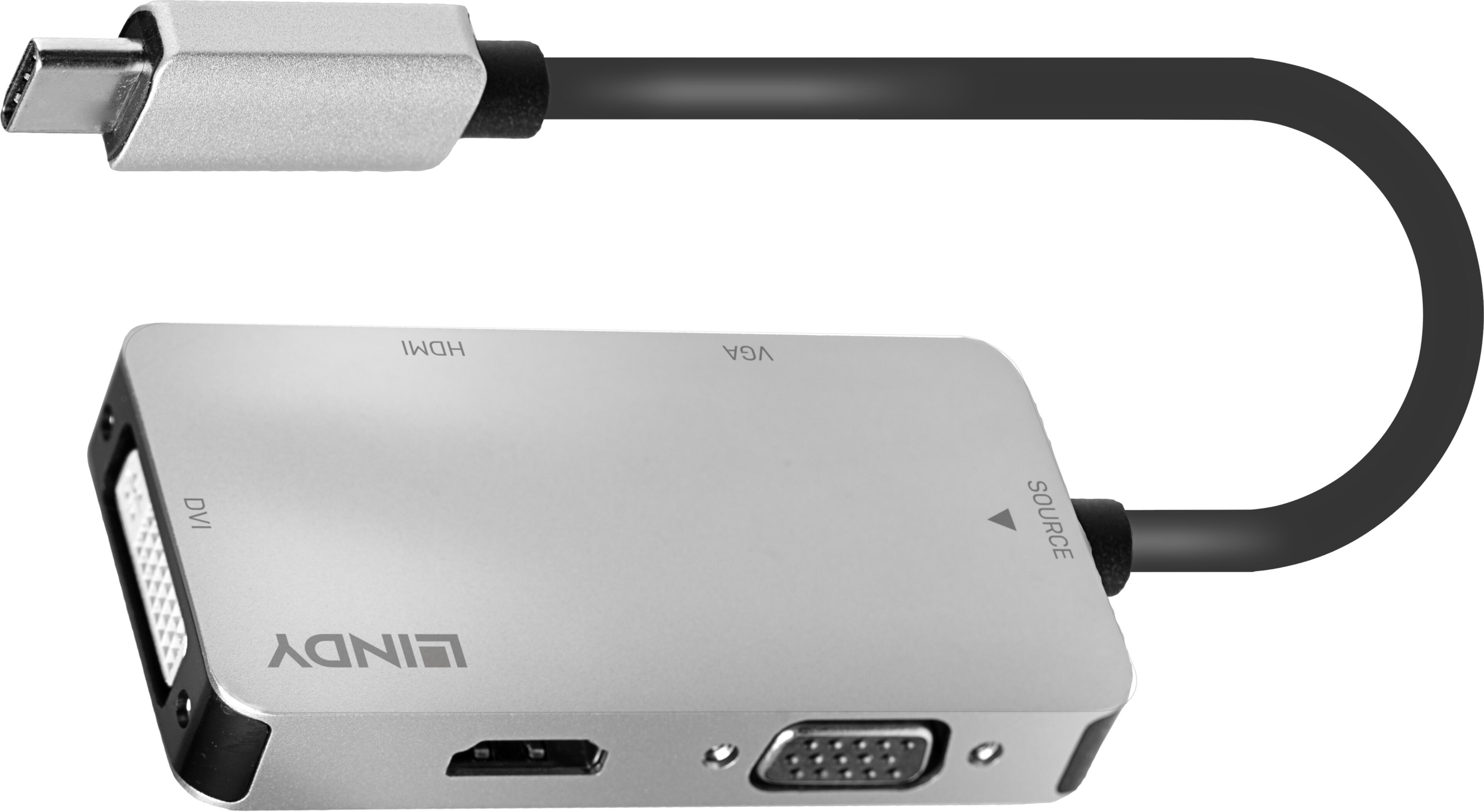 Adapter USB Type-C/m - VGA+HDMI+DVI