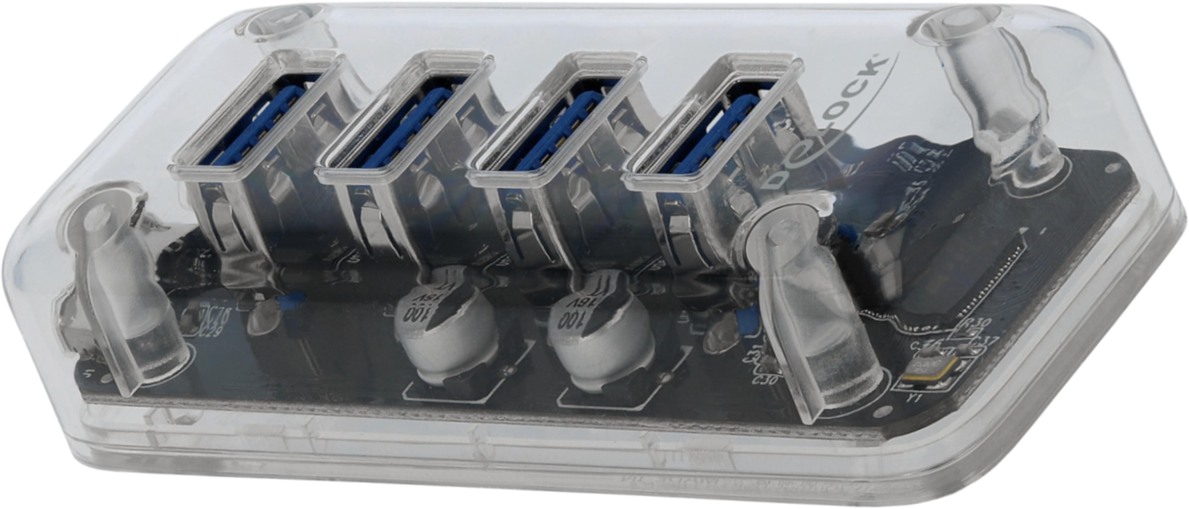 Delock USB Hub 3.0 4-port Transparent