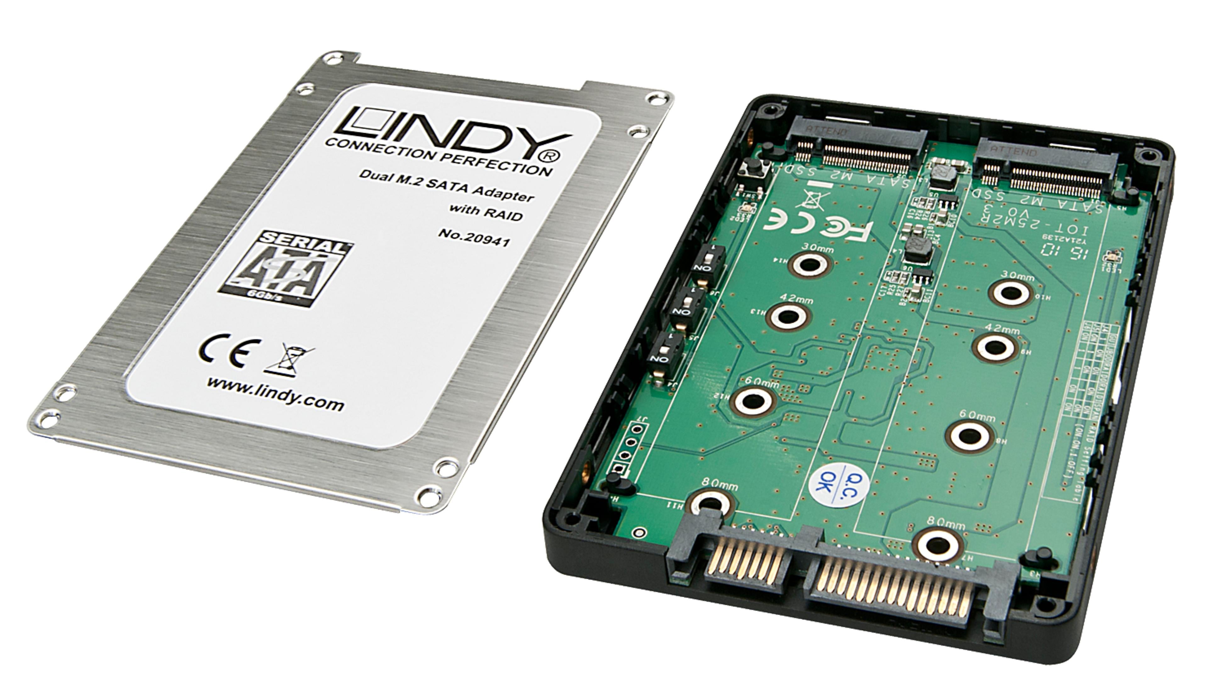 Adaptador LINDY Dual M.2 SSD - SATA RAID