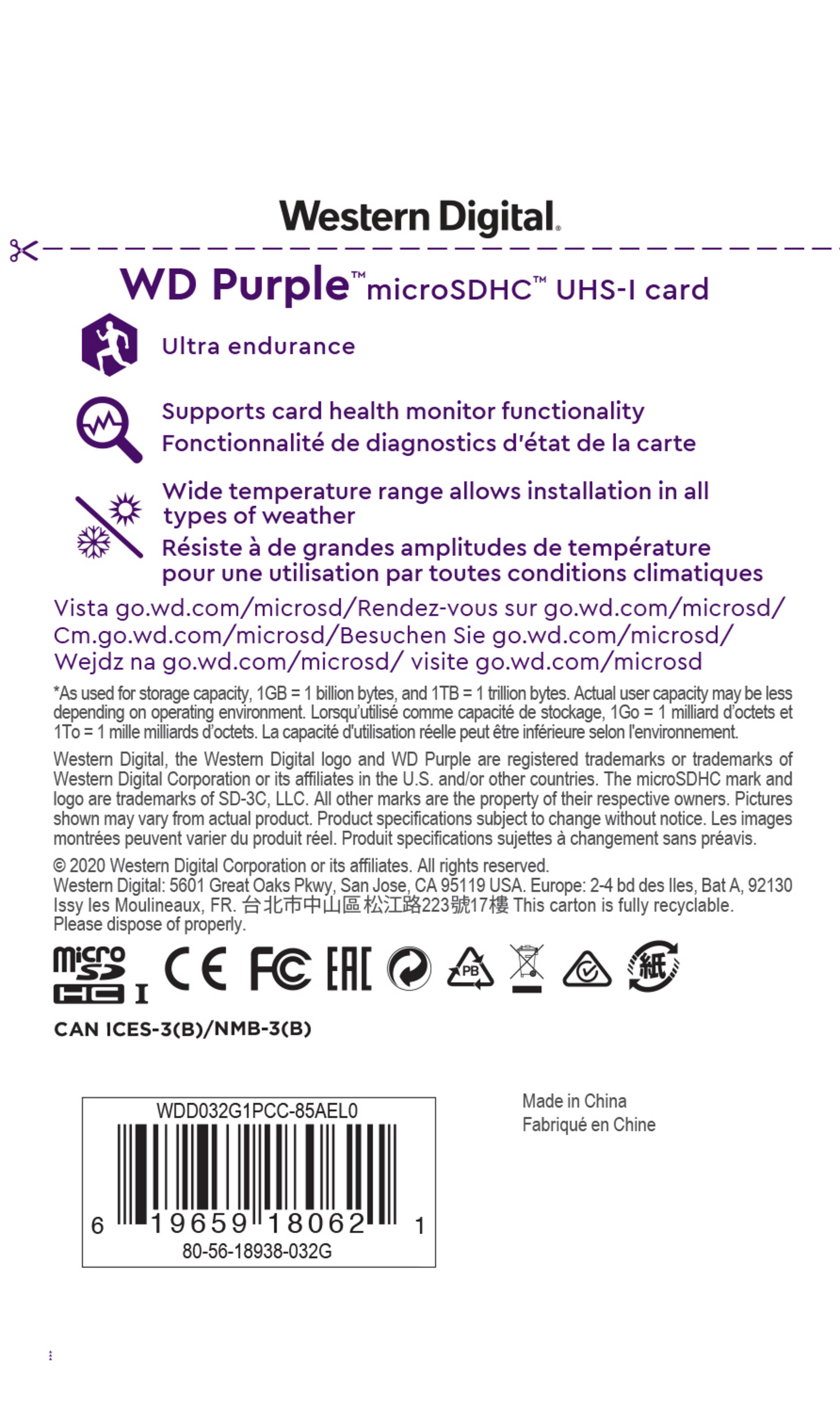 WD Purple SC QD101 microSDHC 32GB