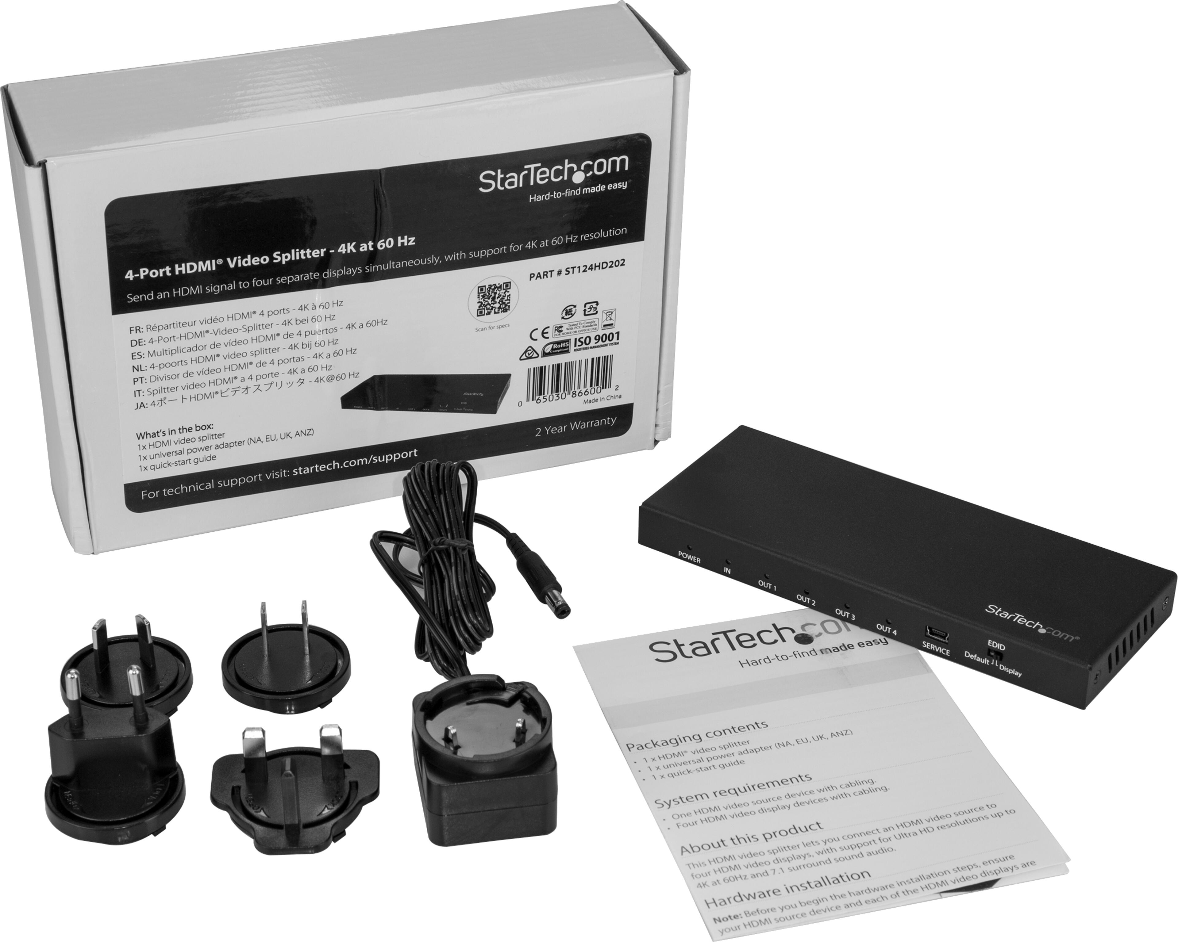 StarTech HDMI Splitter 1:4 4K