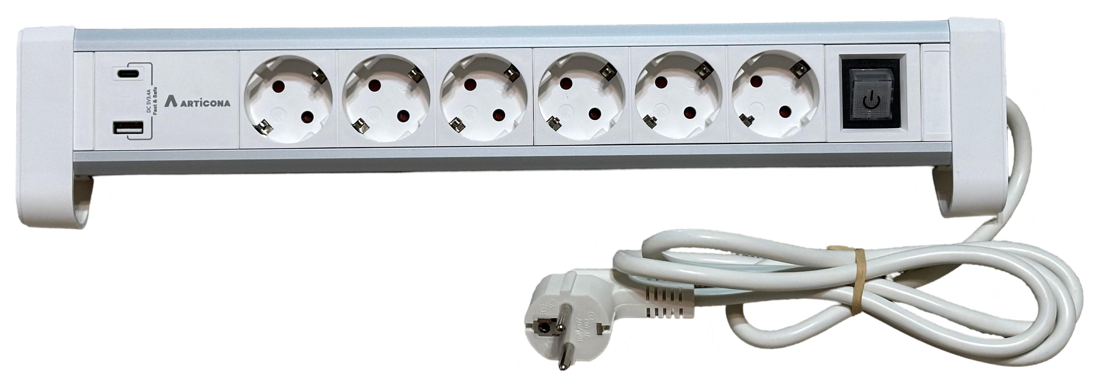 Steckdosenleiste 6fach + 2x USB A/C 1,4m