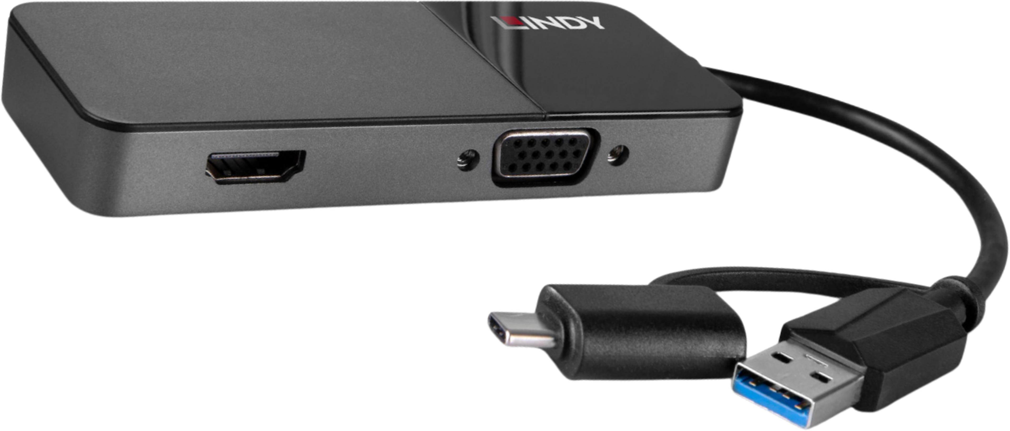 Adapter USB Type C/A M - HDMI/VGA F