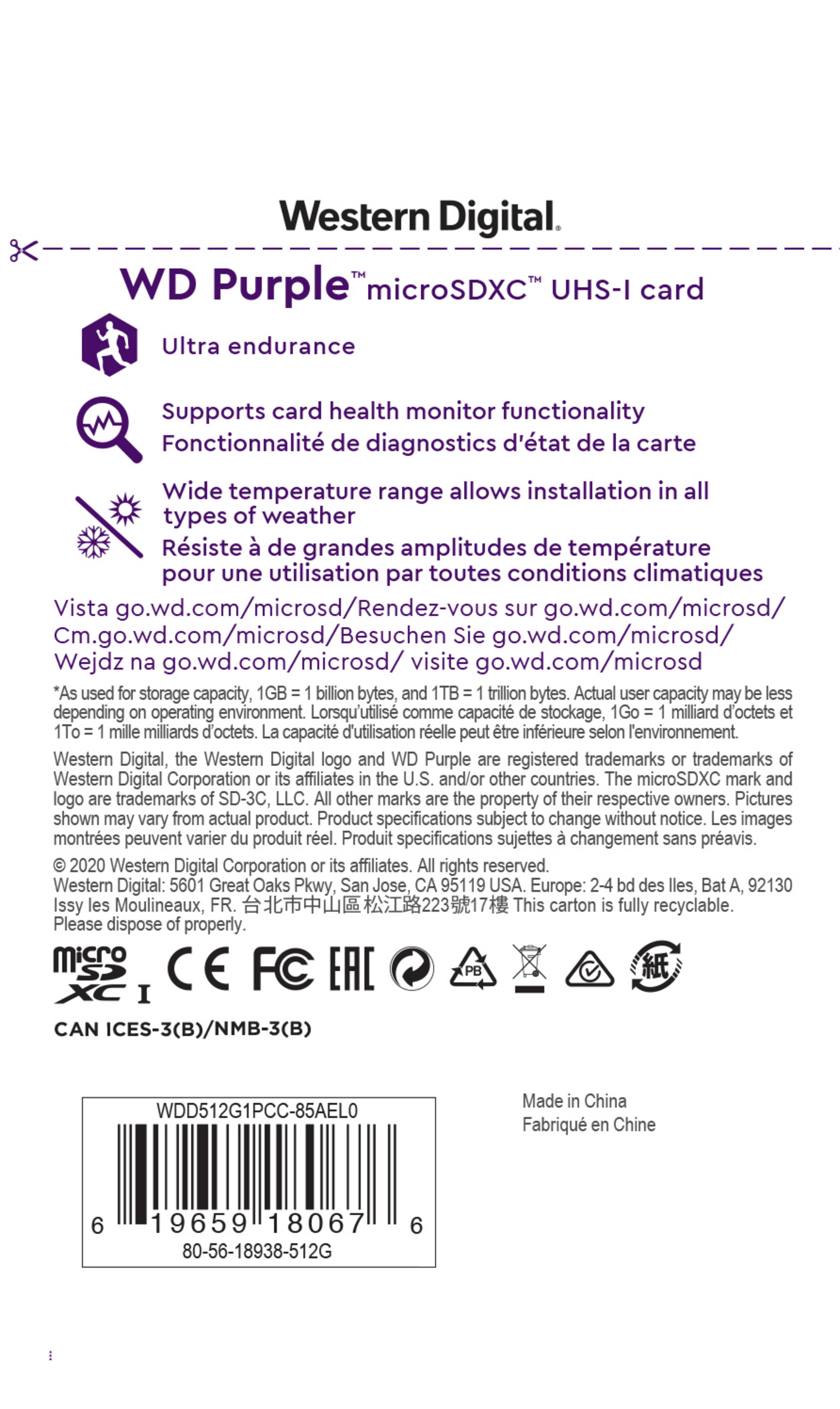 WD Purple SC QD101 512GB microSDXC