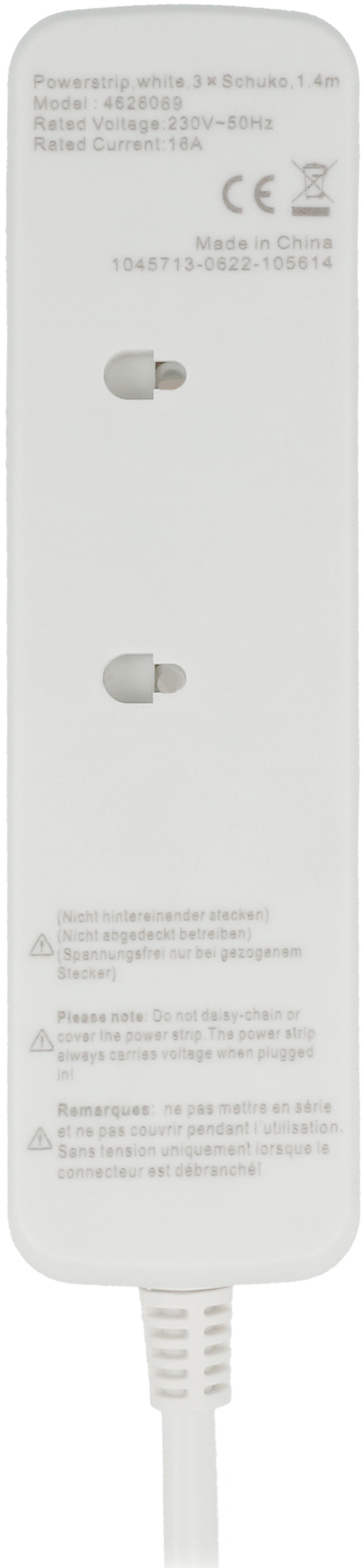 Steckdosenleiste 3fach 1,4 m Schalter