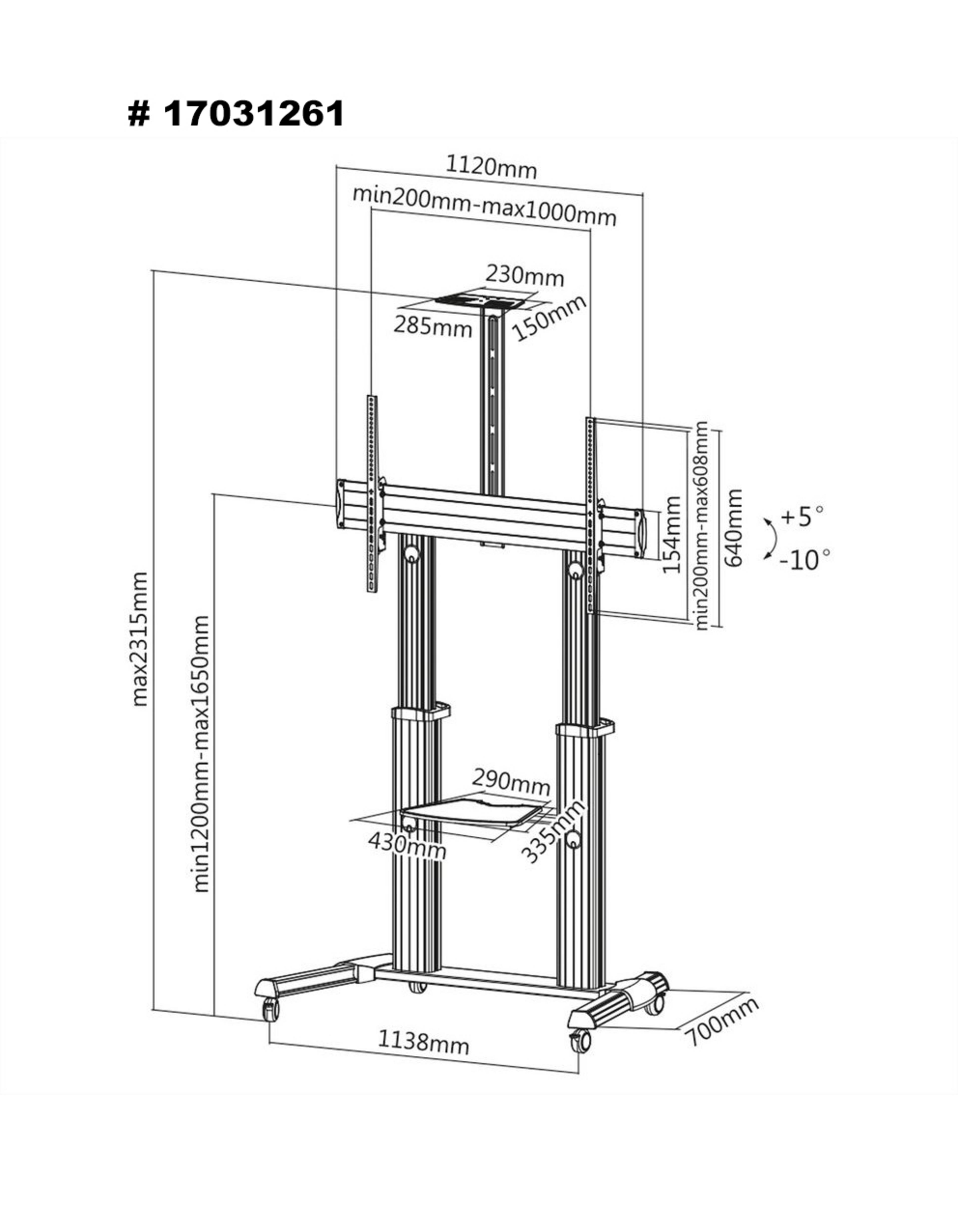 ROLINE LCD/TV Mobile Cart XL Silver