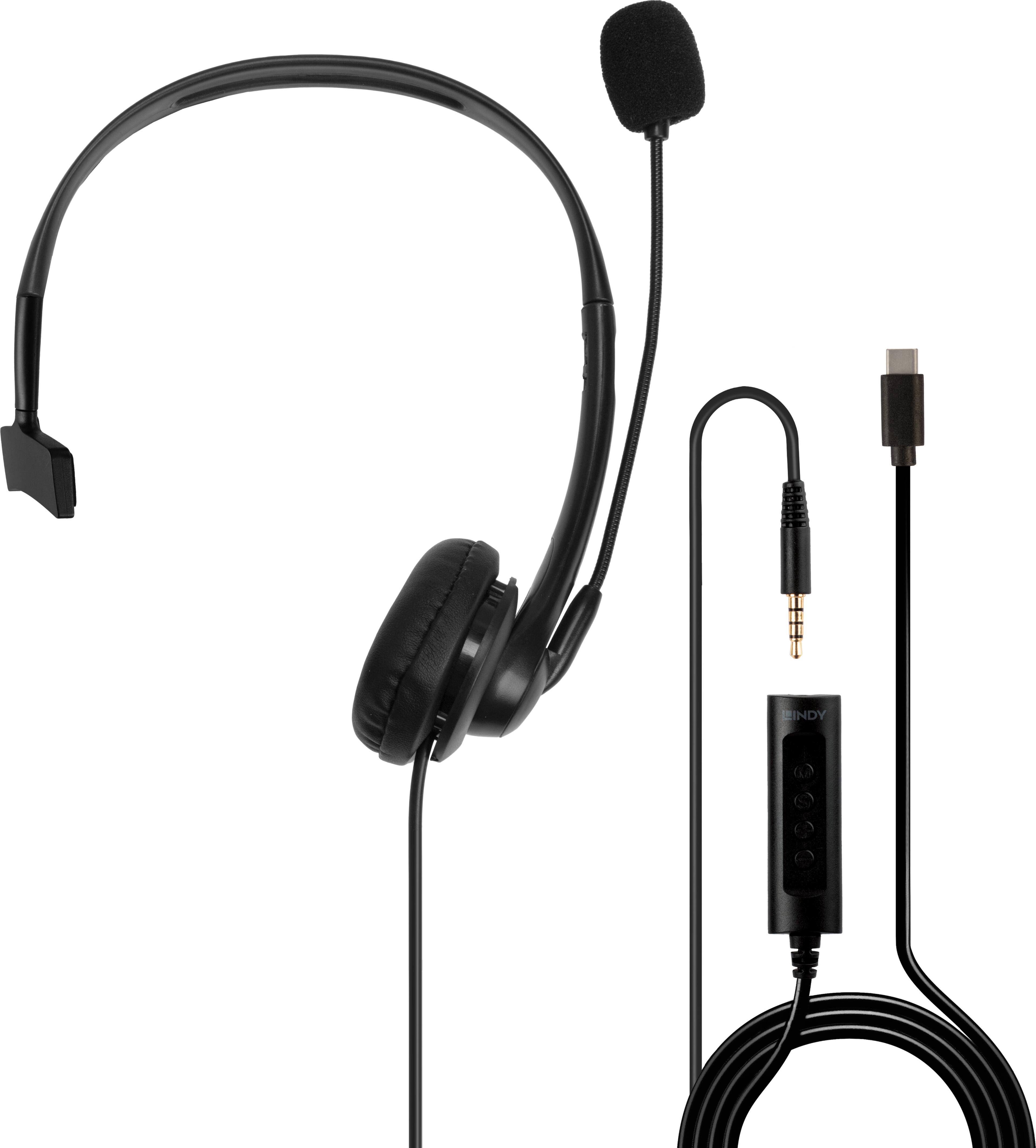 LINDY USB Type-C + 3.5mm Mono Headset