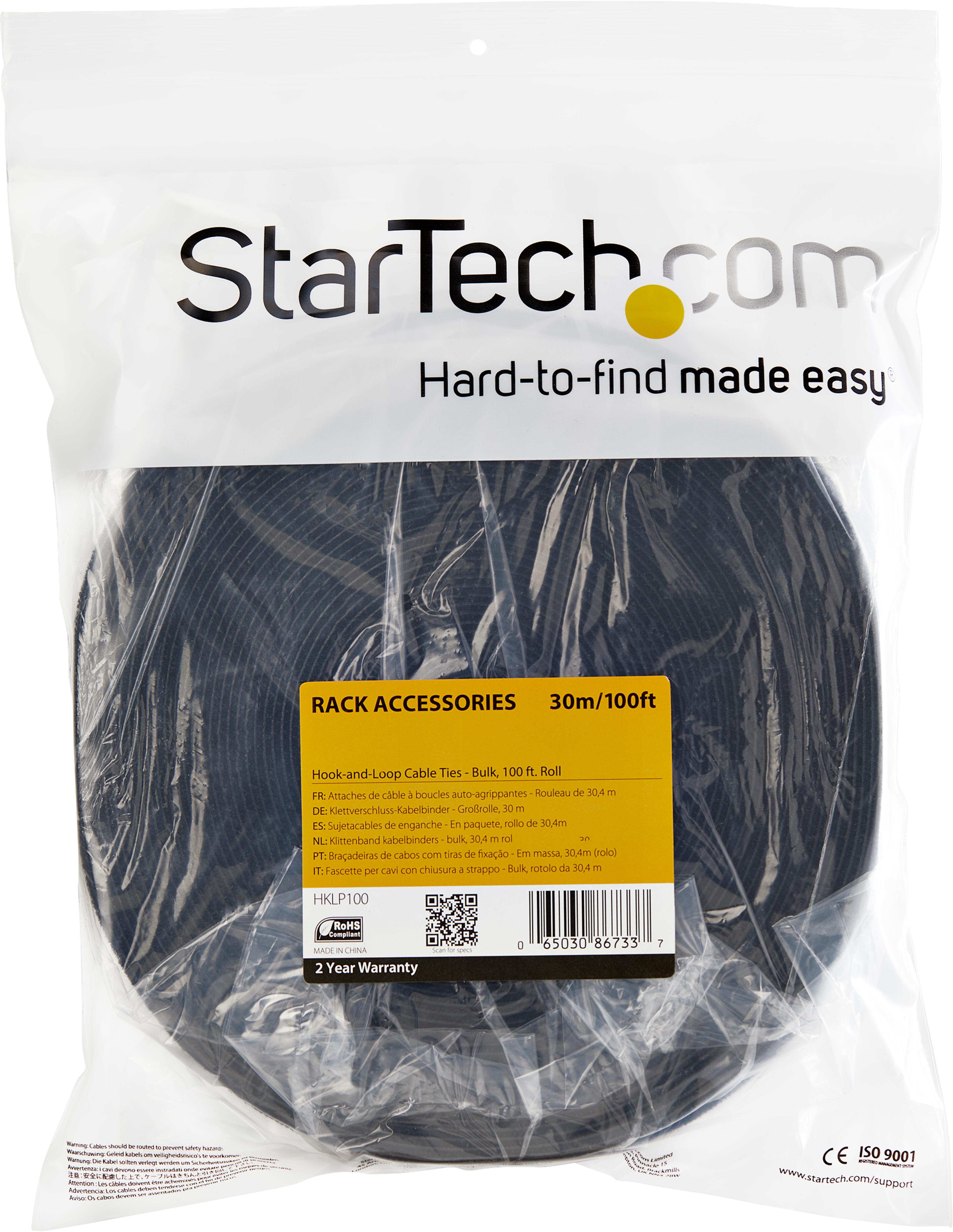 Hook-and-Loop Cable Tie Roll 15m Black