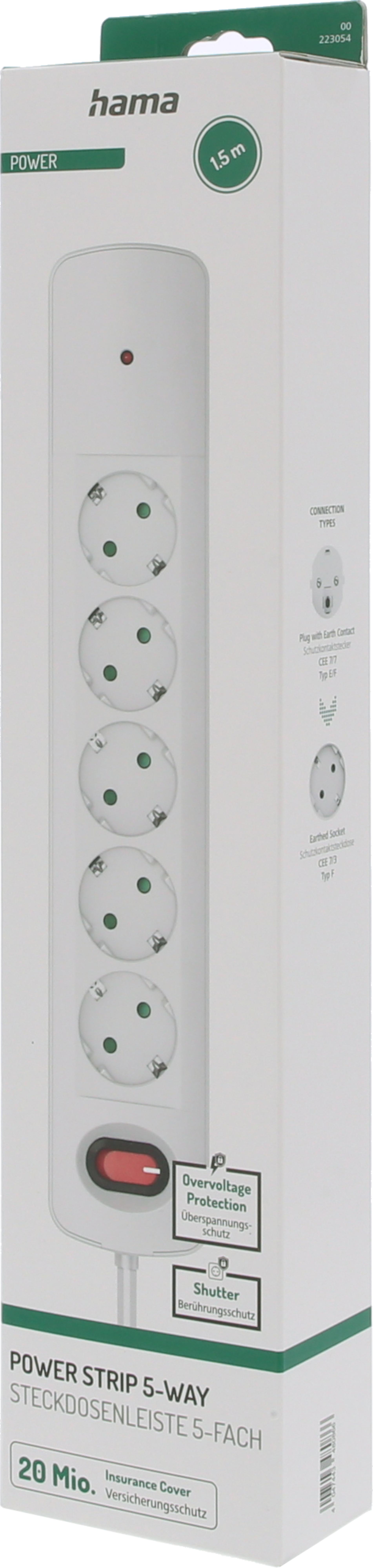 Power Strip 5x Surge Protect 1.5m Switch