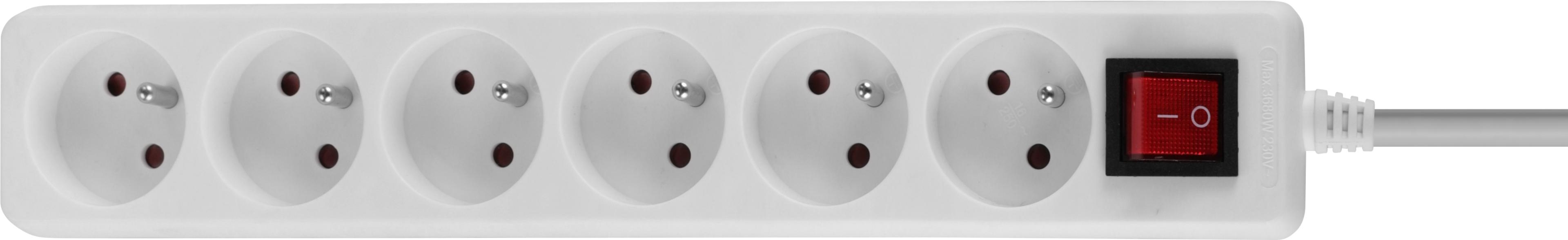 Multiprise 6x, 1,4 m, interrupteur