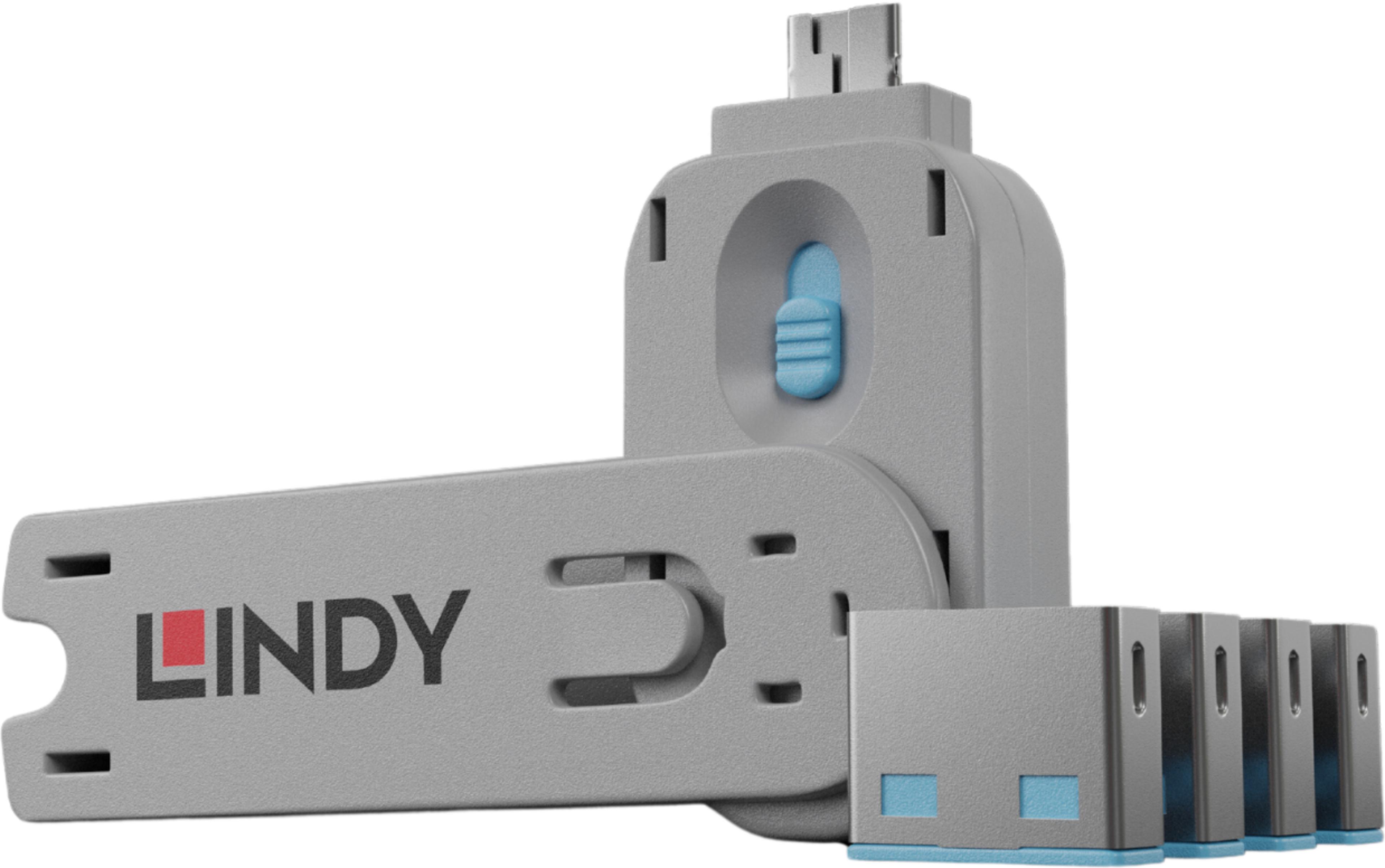 LINDY USB-A Port Blocker 4x/1x Key