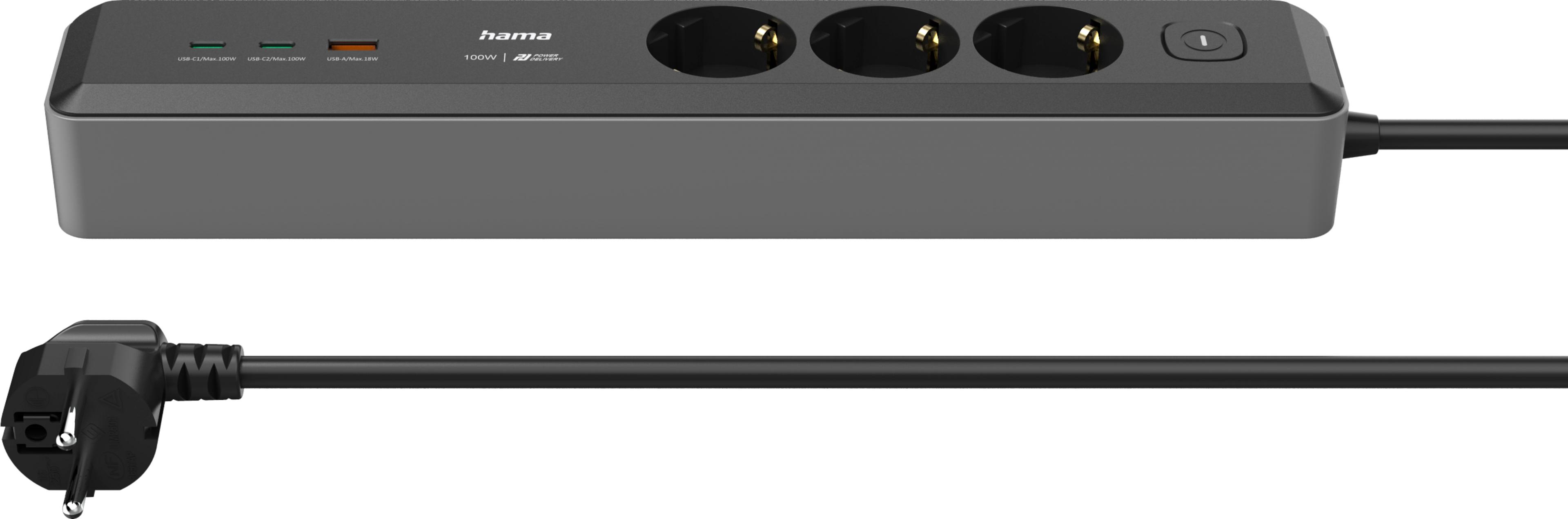 Steckdosenleiste 3fach + 3xUSB 1,4 m