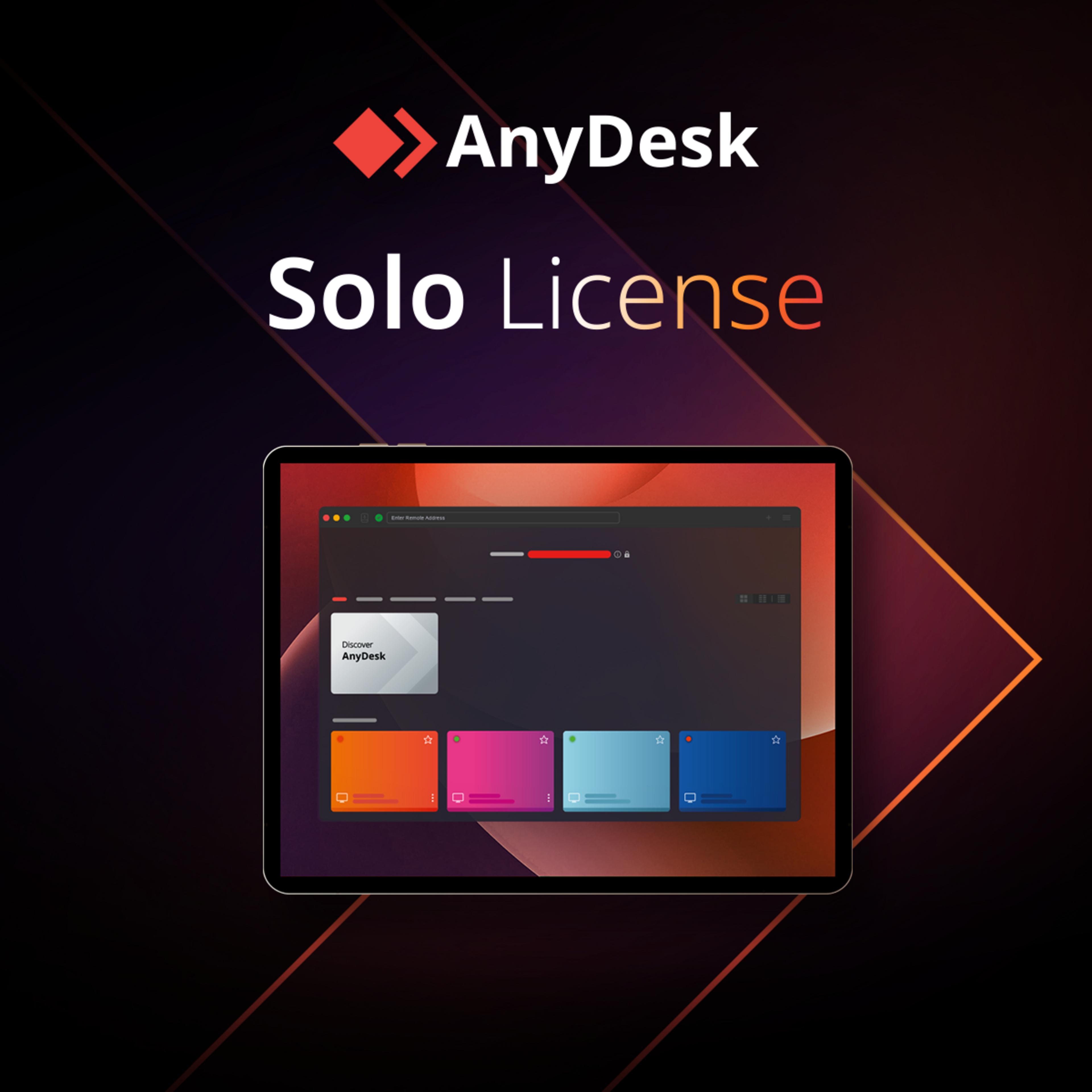 AnyDesk Solo - 1 Licensed User 1 Concurrent Connections 100 Managed Devices Subscription 2 Years