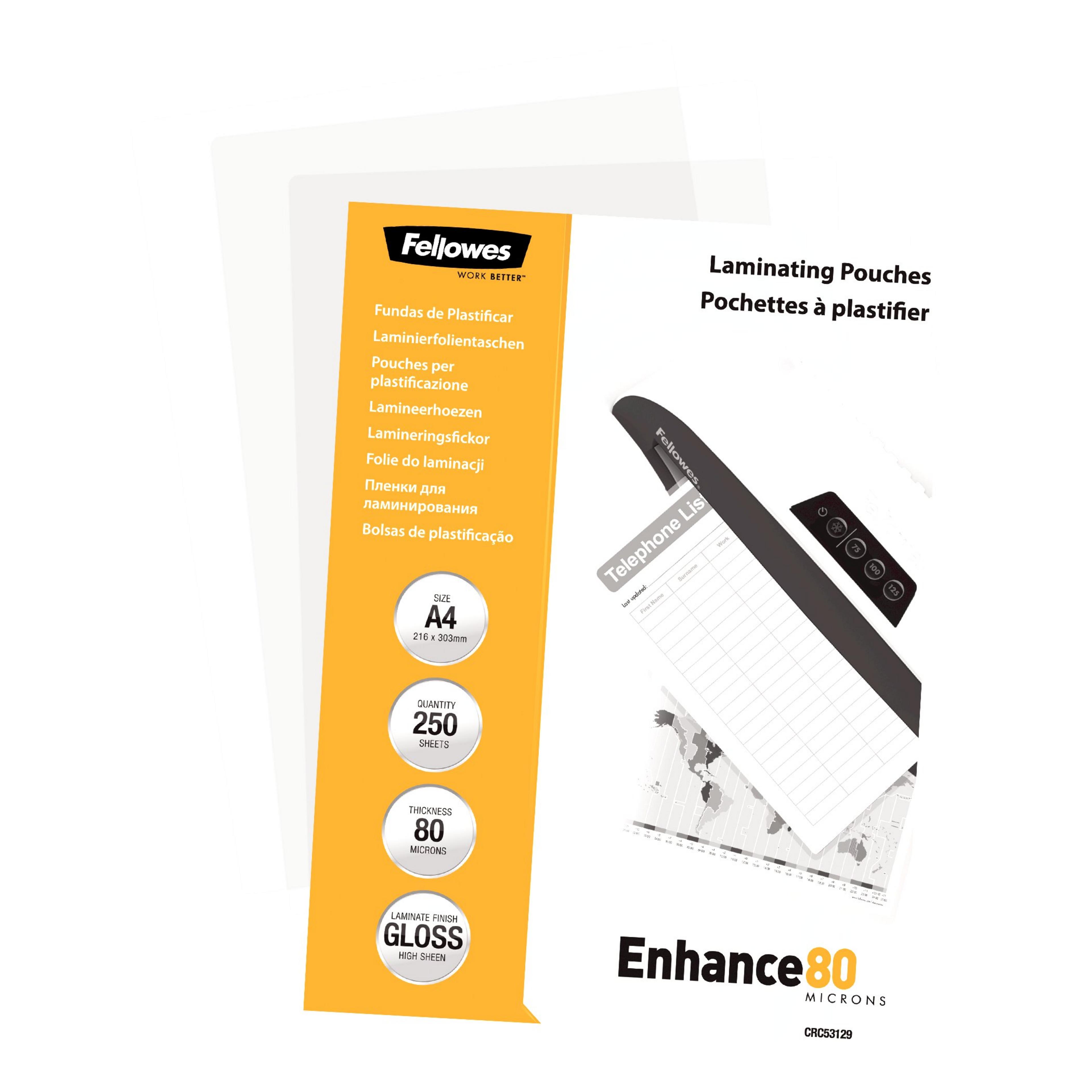 Fellowes A4 80µ Laminating Pouches x250