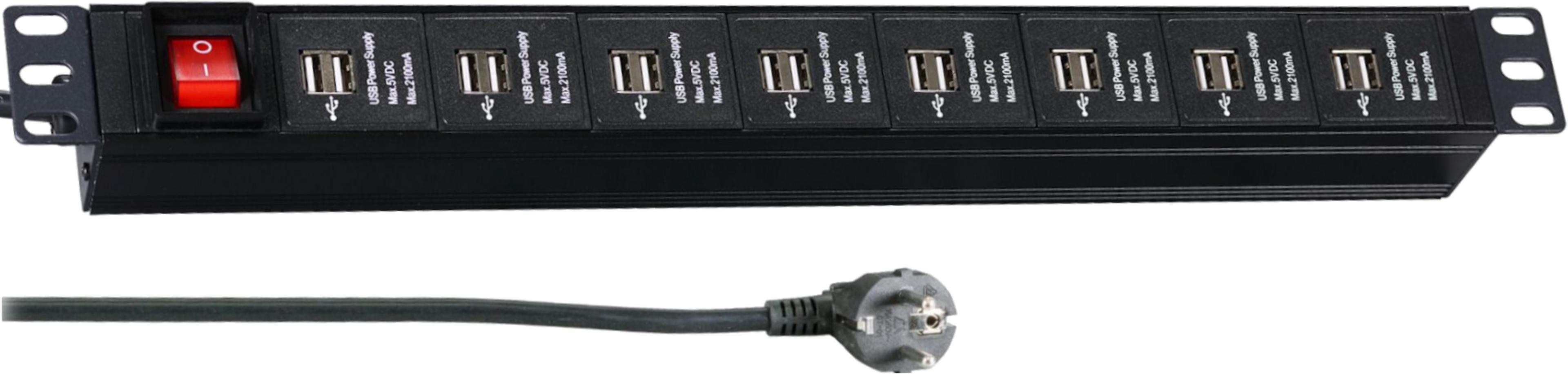 Steckdosenleiste 16xUSB 3 m schwarz