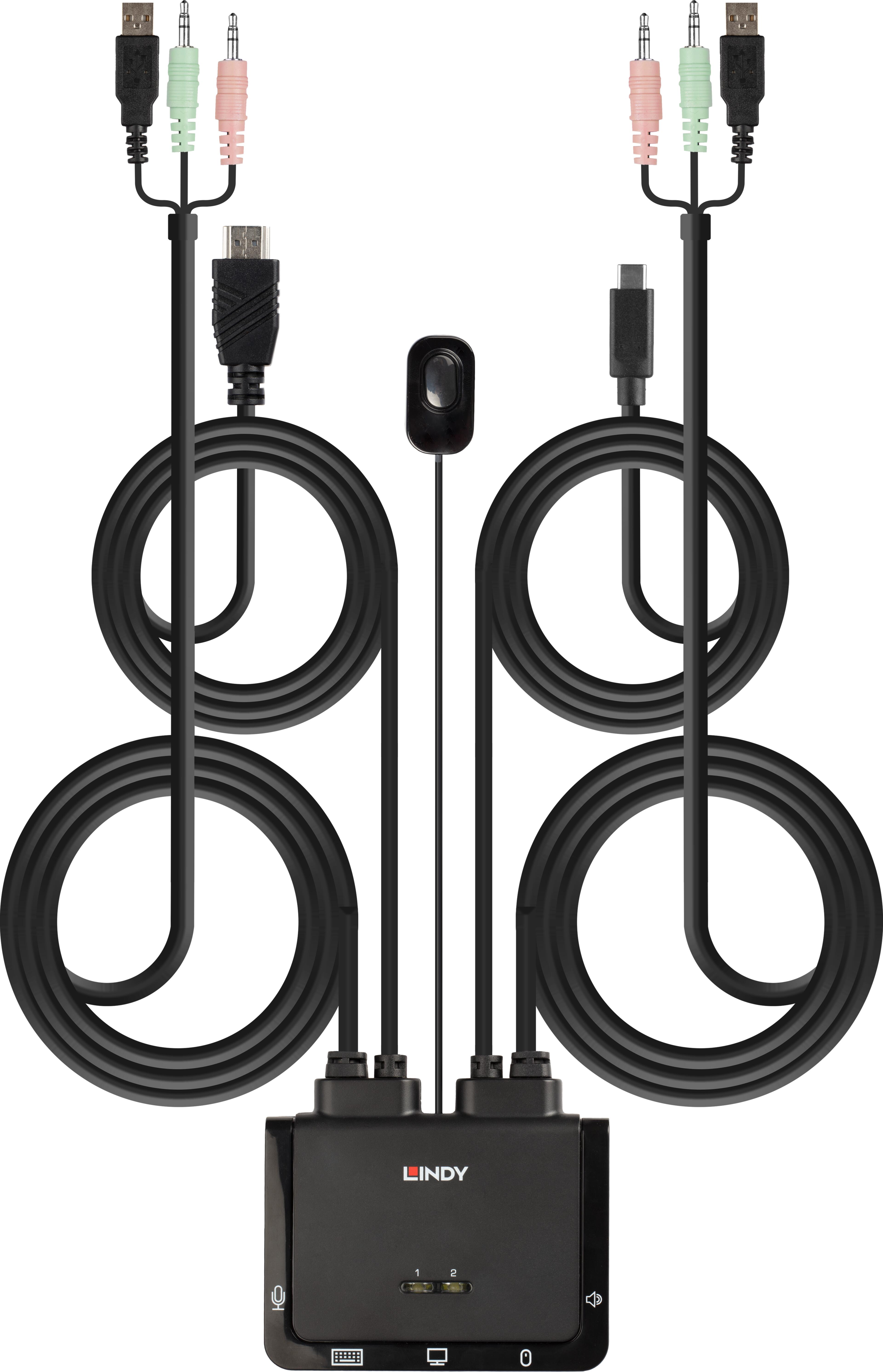 LINDY KVM SwitchCable HDMI/Type-C 2-port