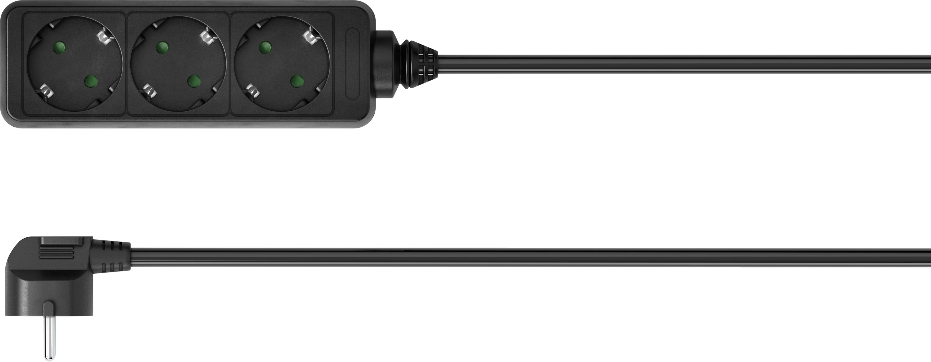 Power Strip 3-way 1.4m Black