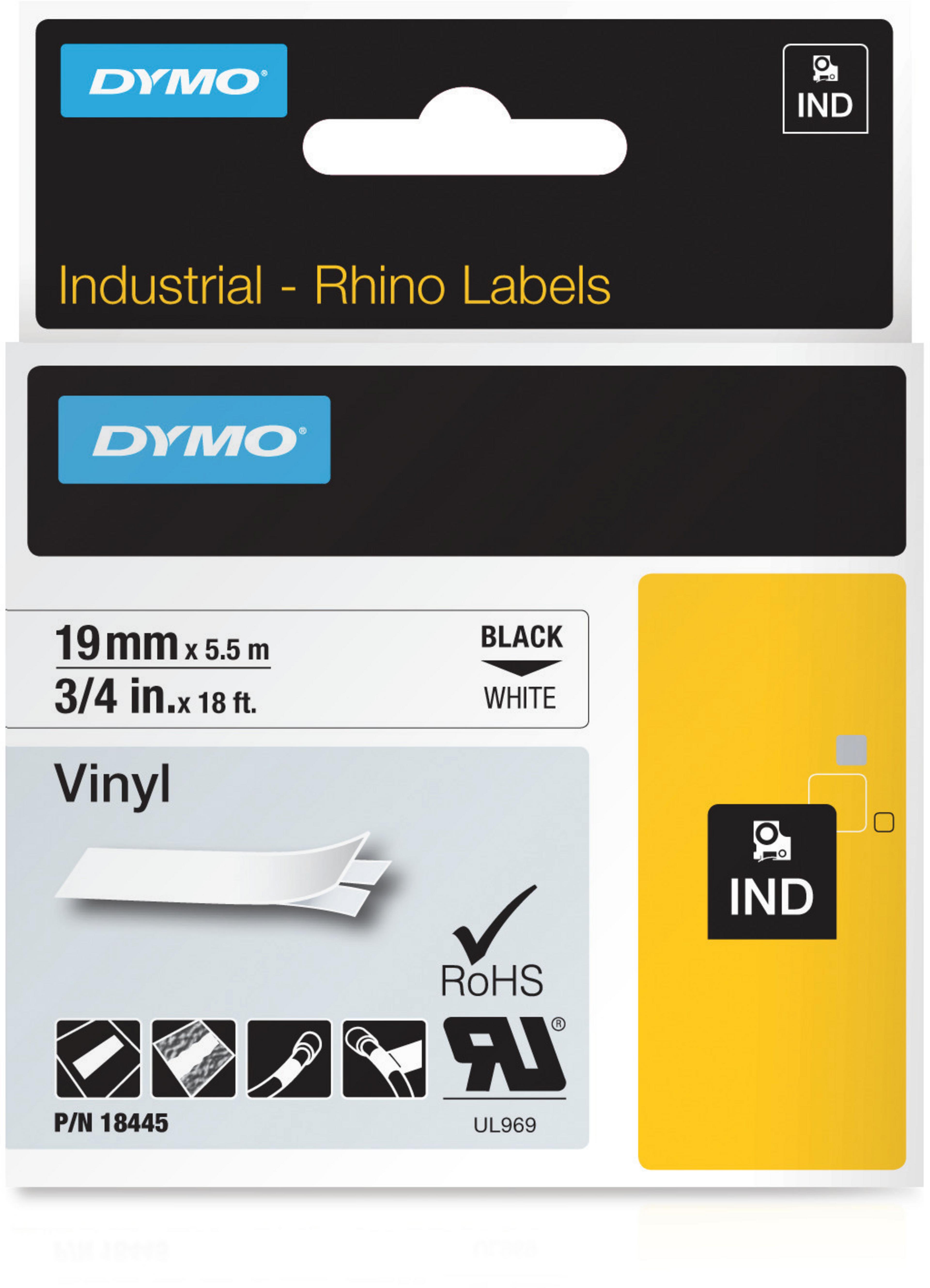 DYMO Rhino Tape Vinyl White 19mm