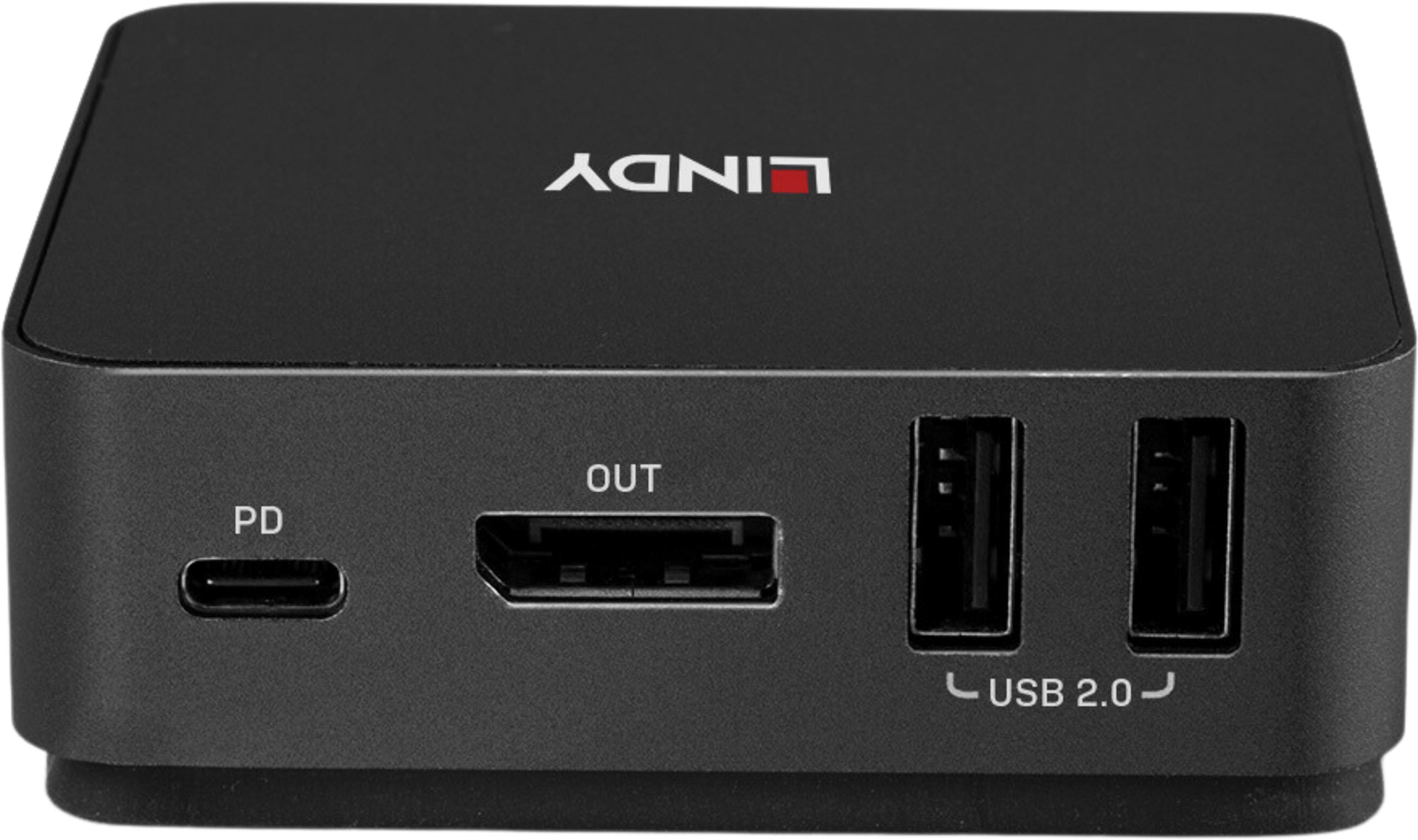 Switch KVM LINDY DP/tipo C 2 portas