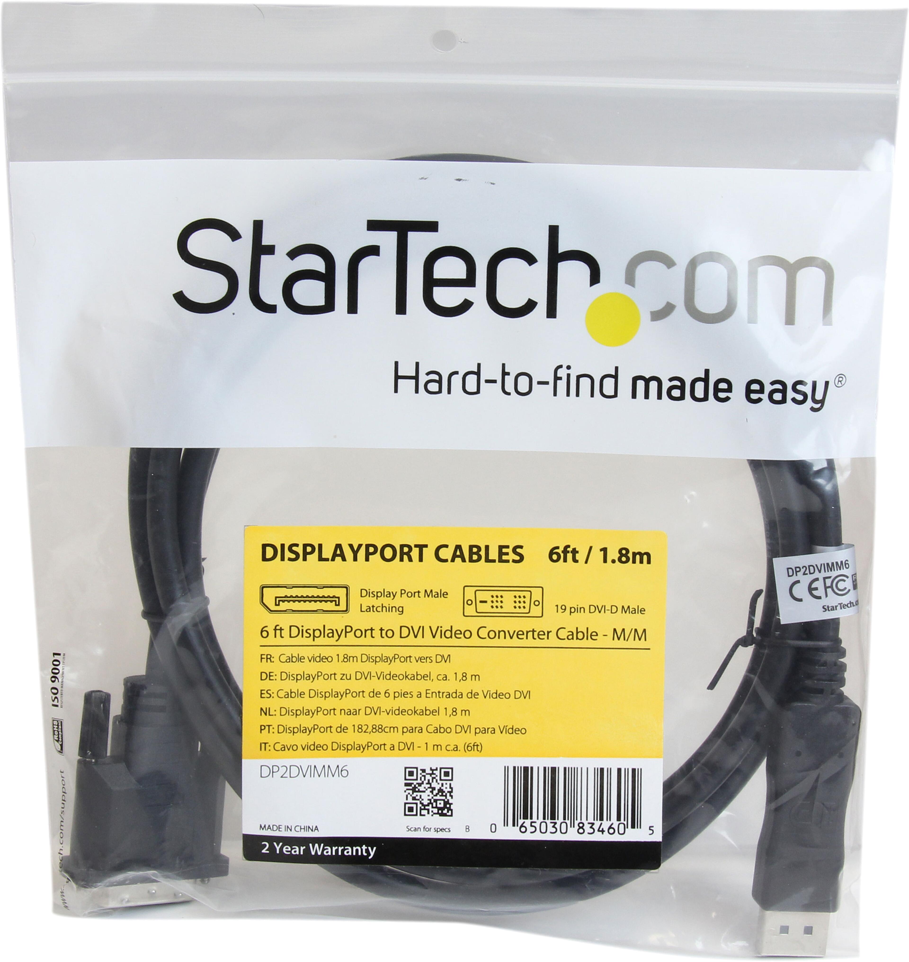 StarTech DisplayPort - DVI-D Cable 1.8m