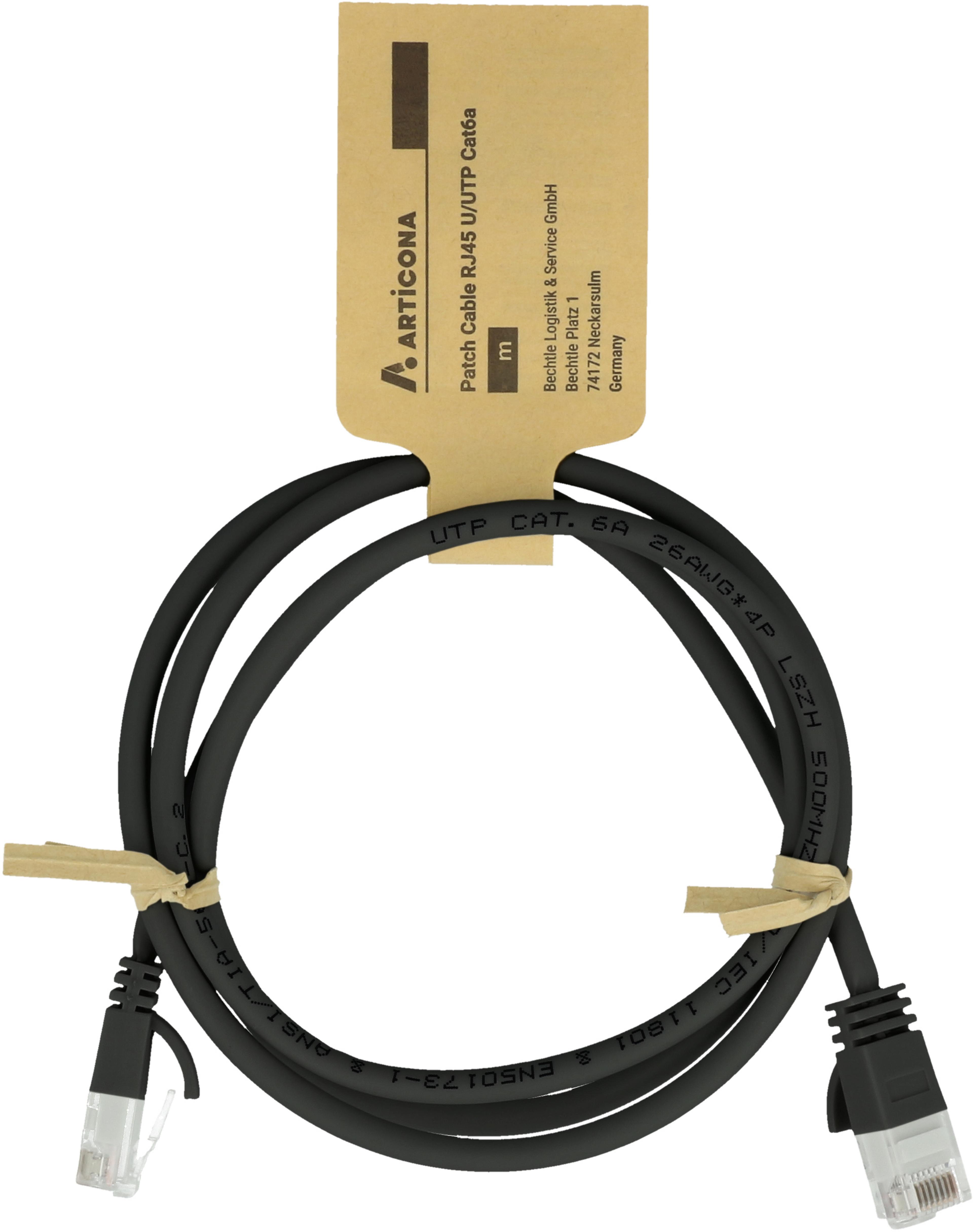 Patchkábel RJ45 U/UTP Cat6a 7,5m fekete