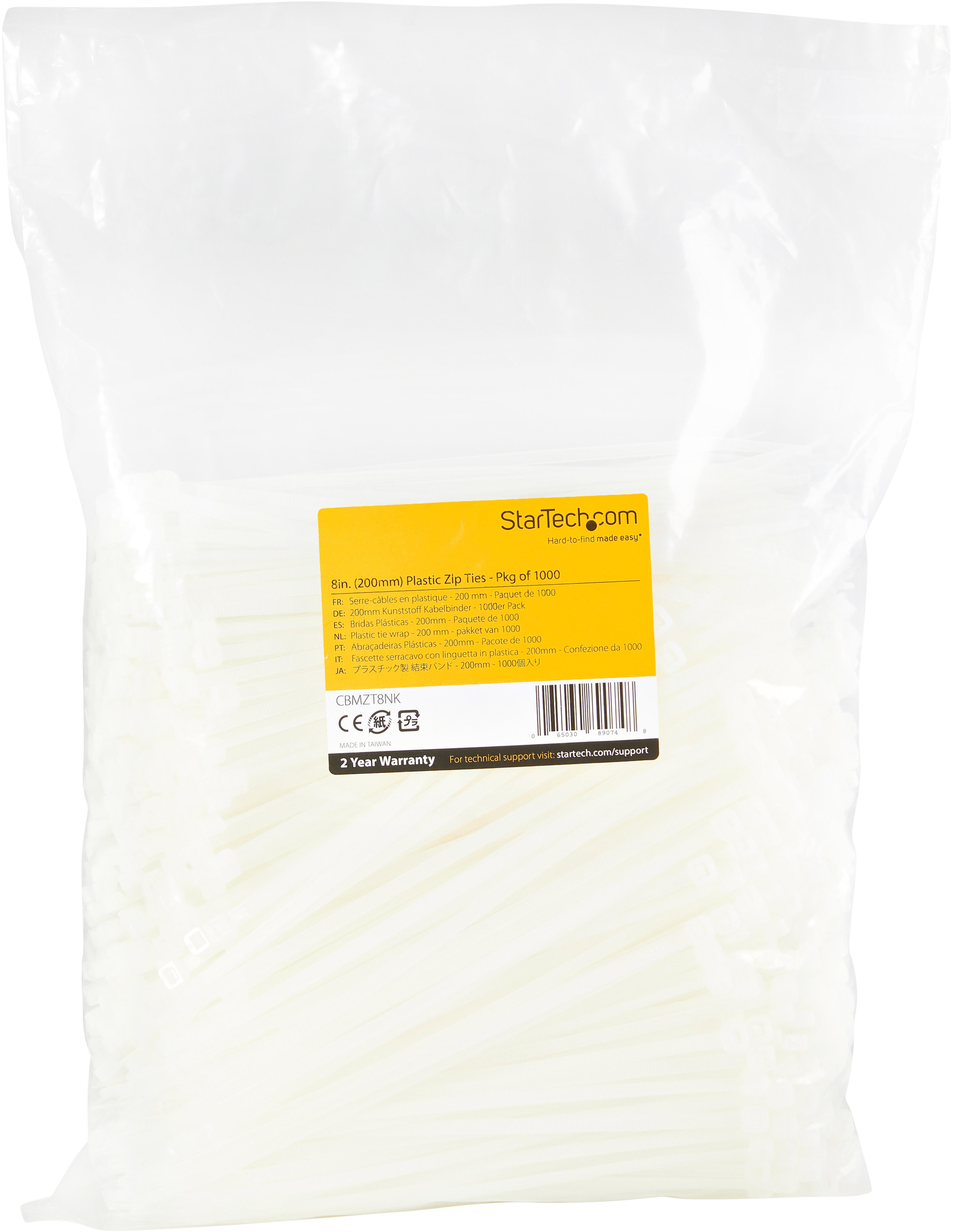 Cable Ties 203x4mm(LxW) White 1000x