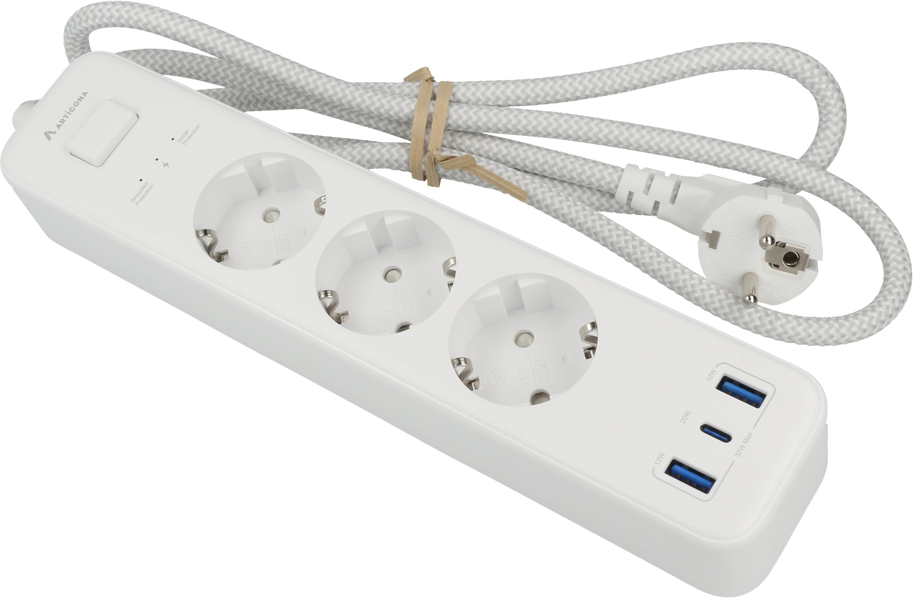 Presa multipla 3x + 3x USB A/C 1,5 m