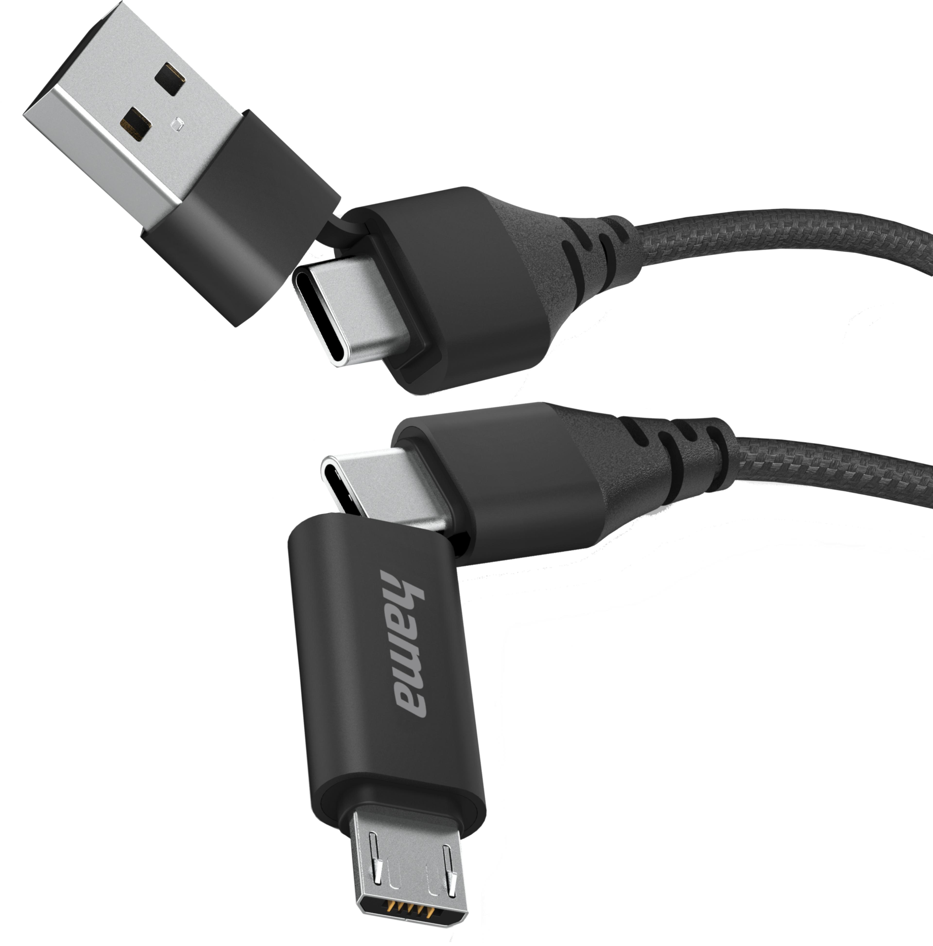 Hama USB-C/A - Micro-B/C Cable 1.5m