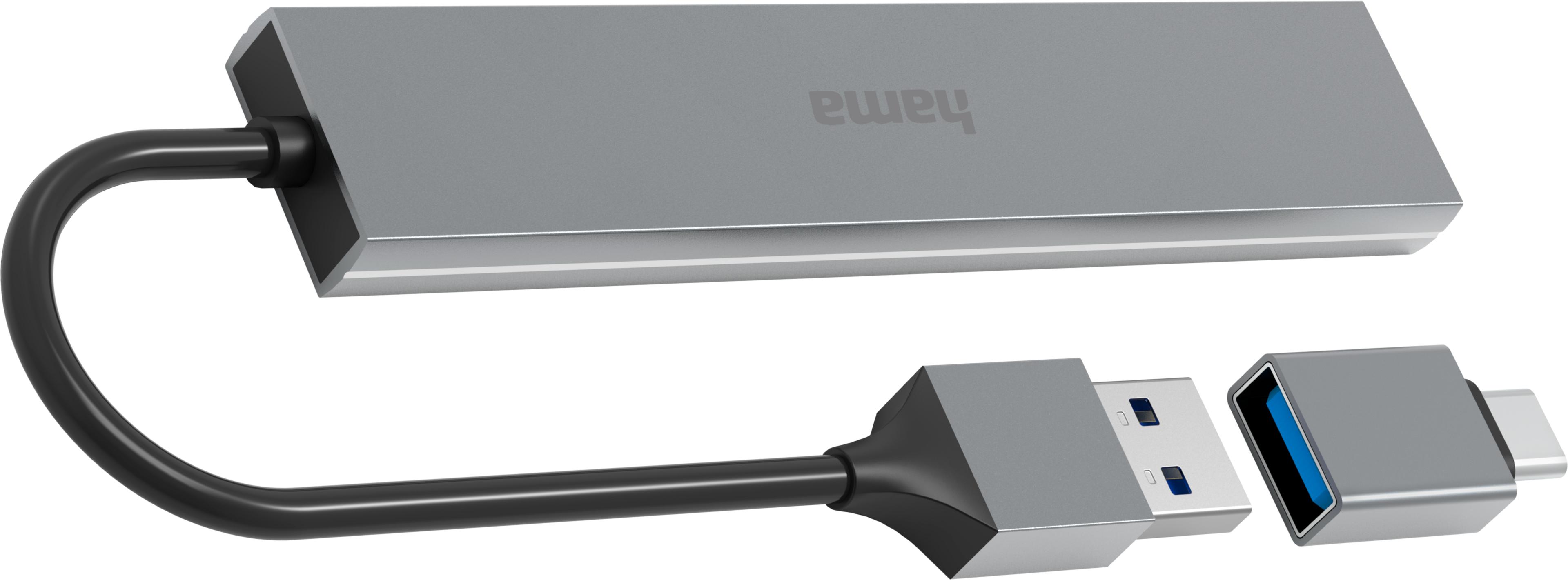 Hama USB Hub 3.0 4-port Grey