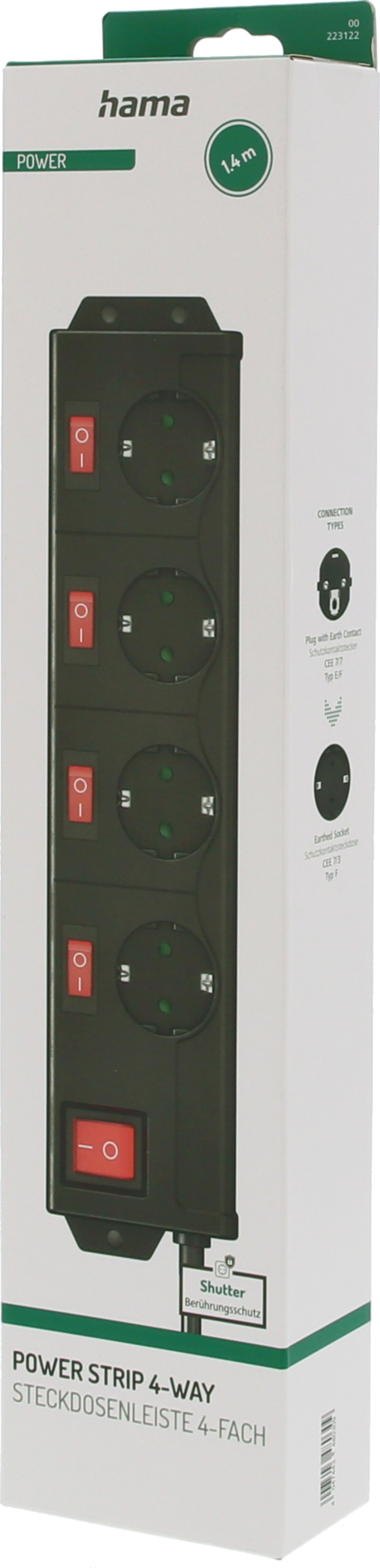 Power Strip 4-way 1.4m Switch