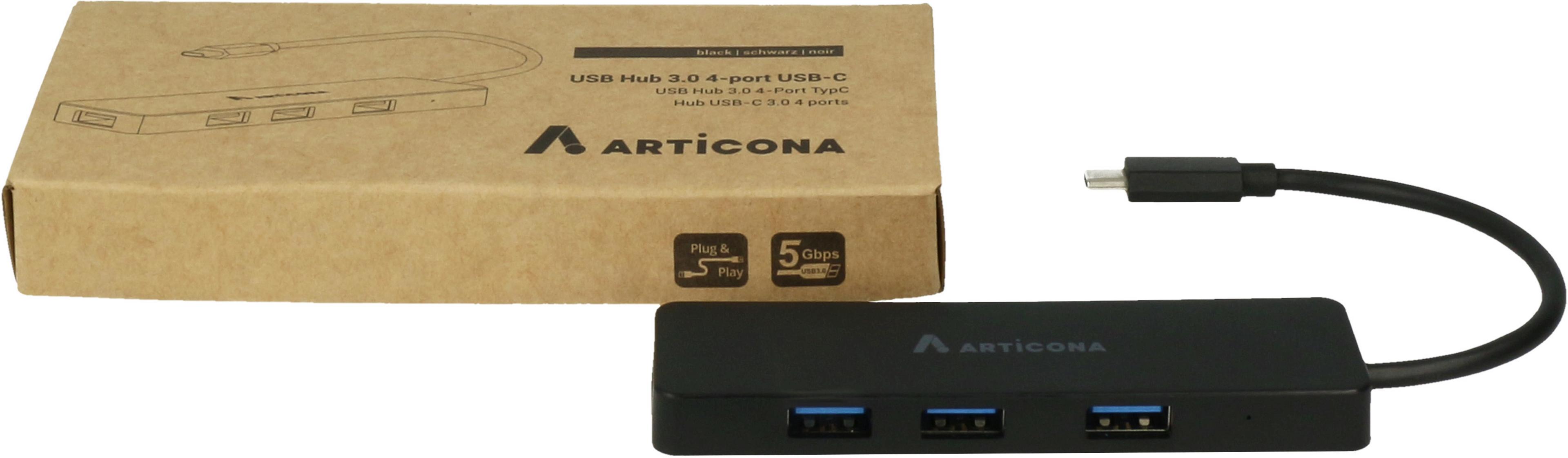 ARTICONA USB-C 3.0 hub 4 portos, fekete
