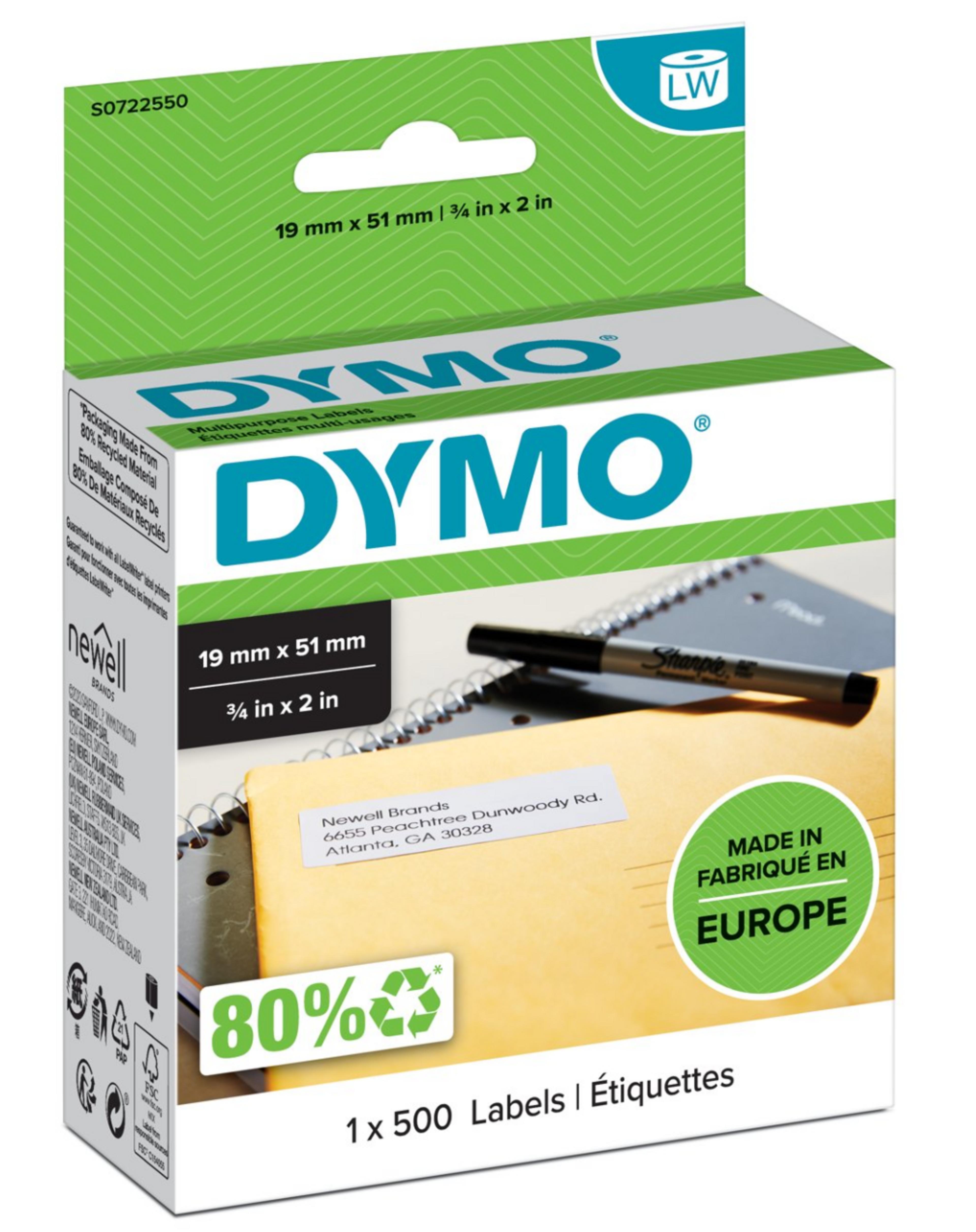DYMO 19x51mm Multipurpose Labels White