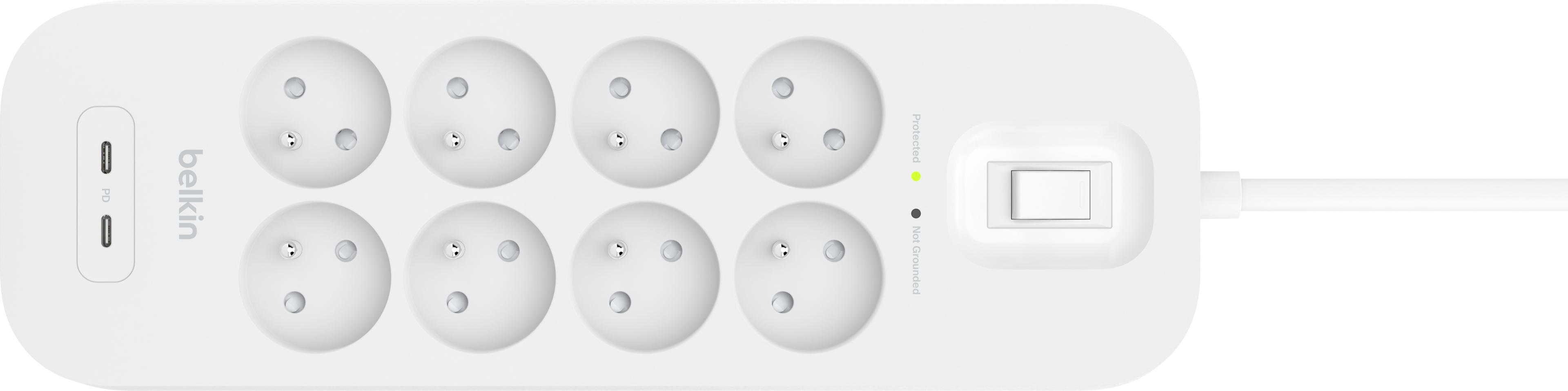 Power Strip 8x Surge Protect +2xUSB 2m