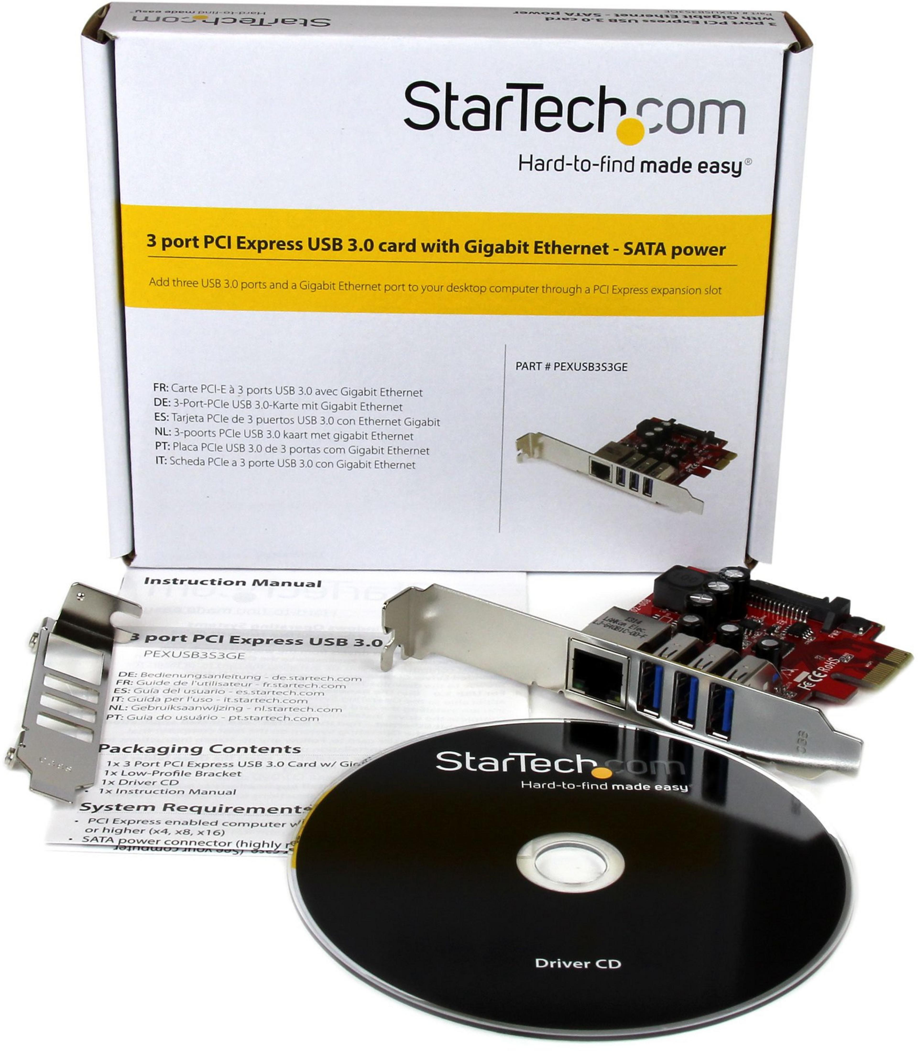 Interface PCIe StarTech 3 ports combinés