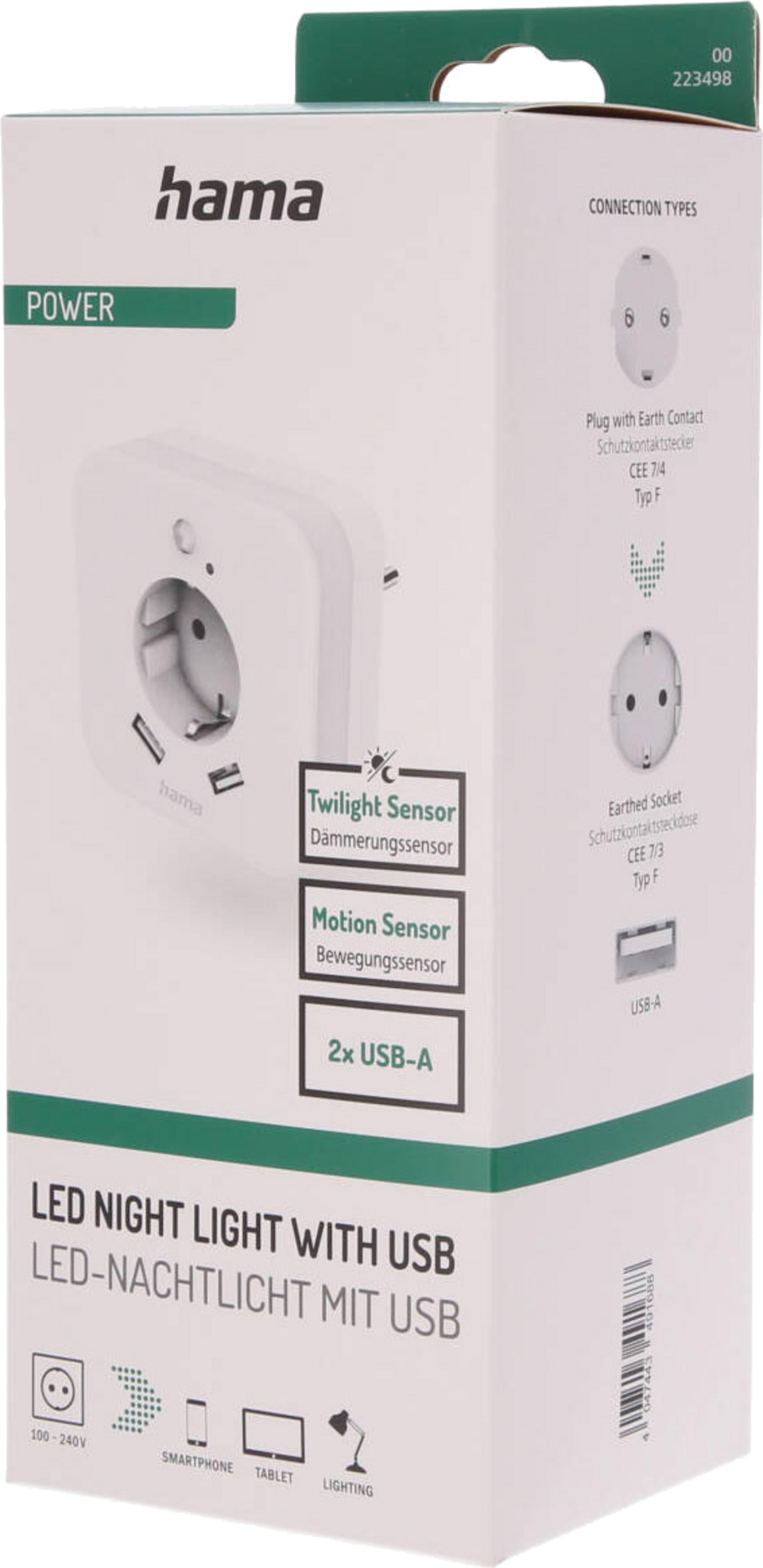 Socket Adapter 1 Socket + 2x USB + Light