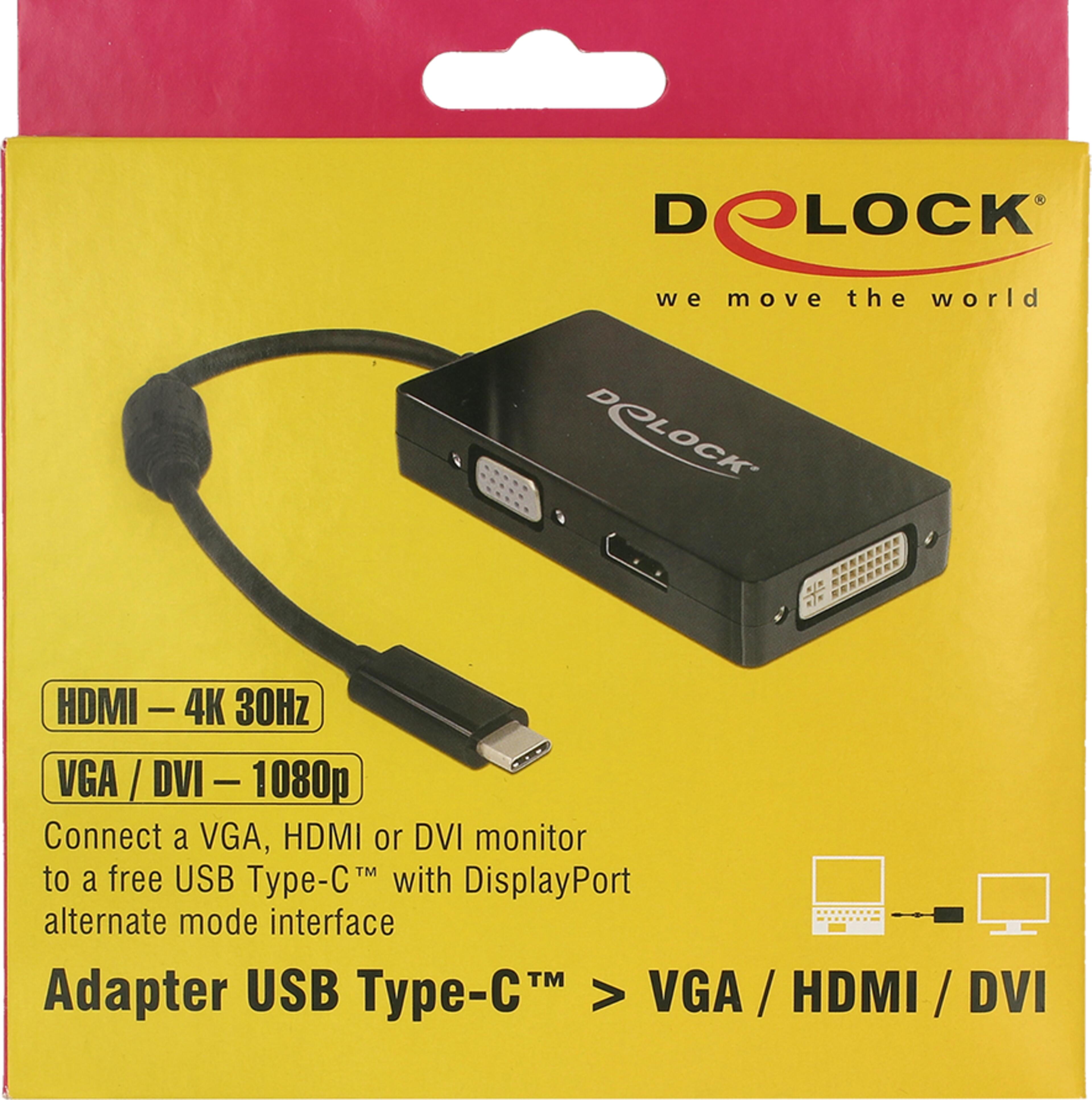 Adaptér USB typ C - VGA/HDMI/DVI-D
