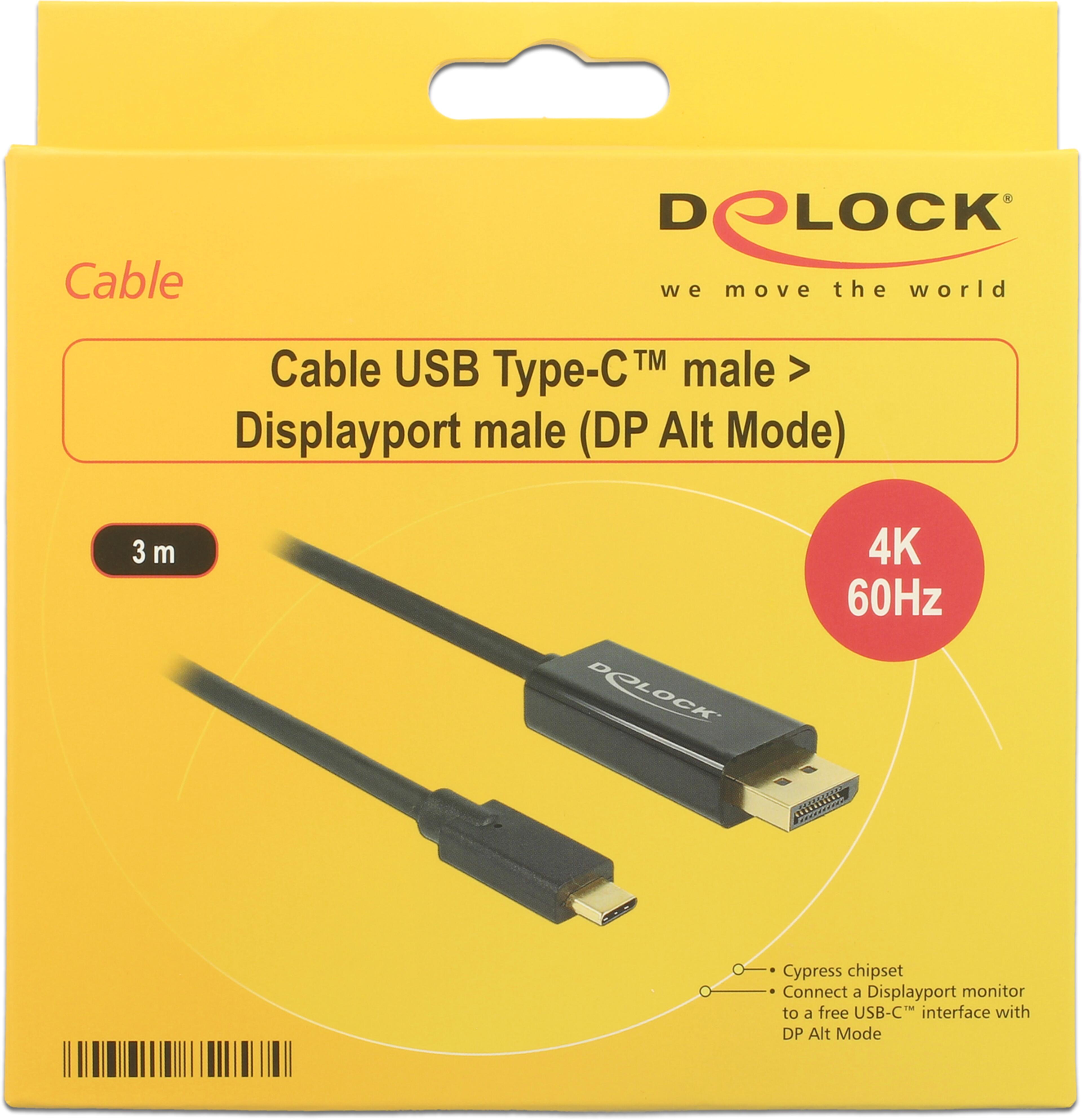 Cable USB Type-C/m - DisplayPort/m 3m